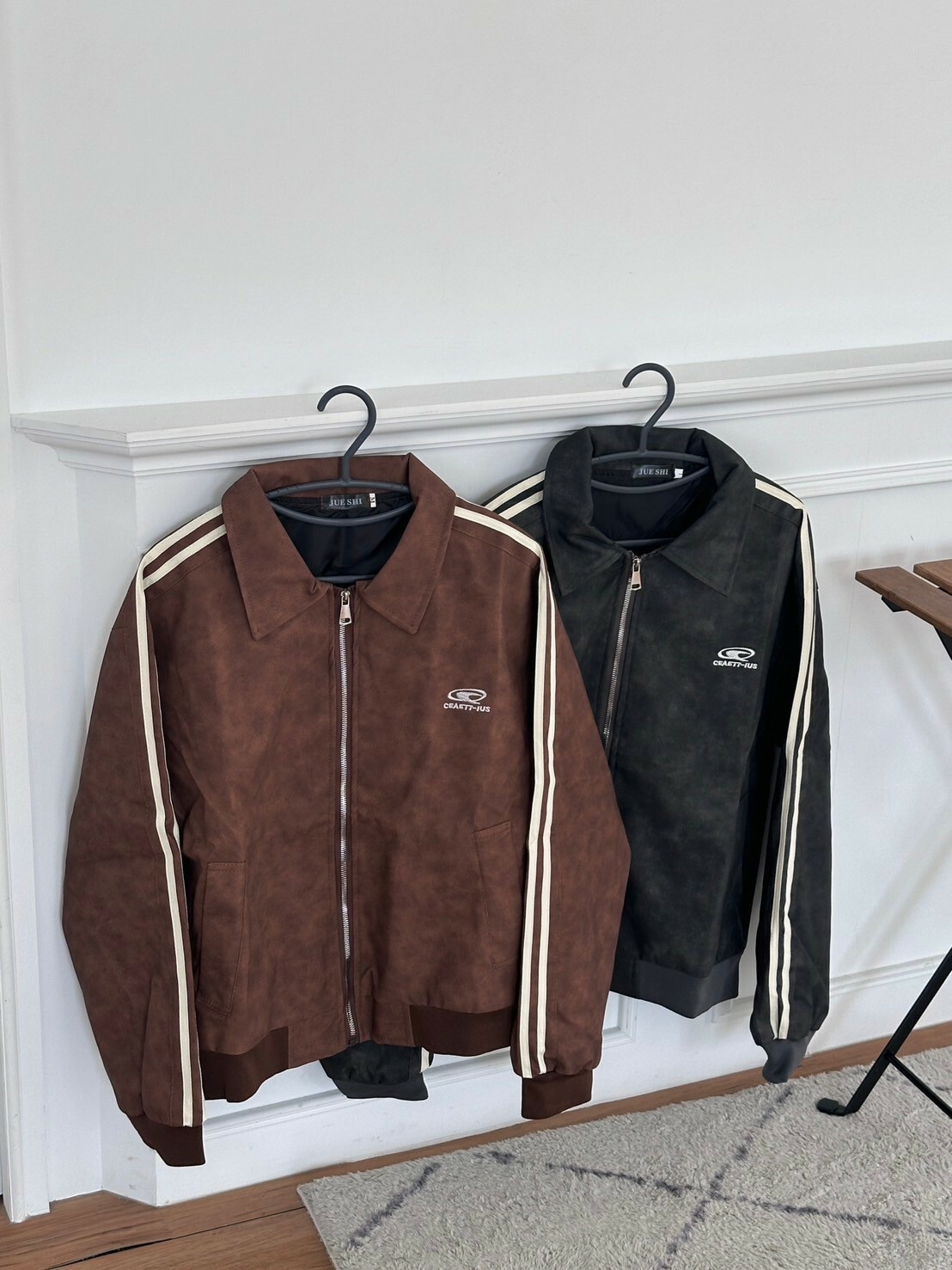 秘密日記🤎復古刷色翻領皮外2colors