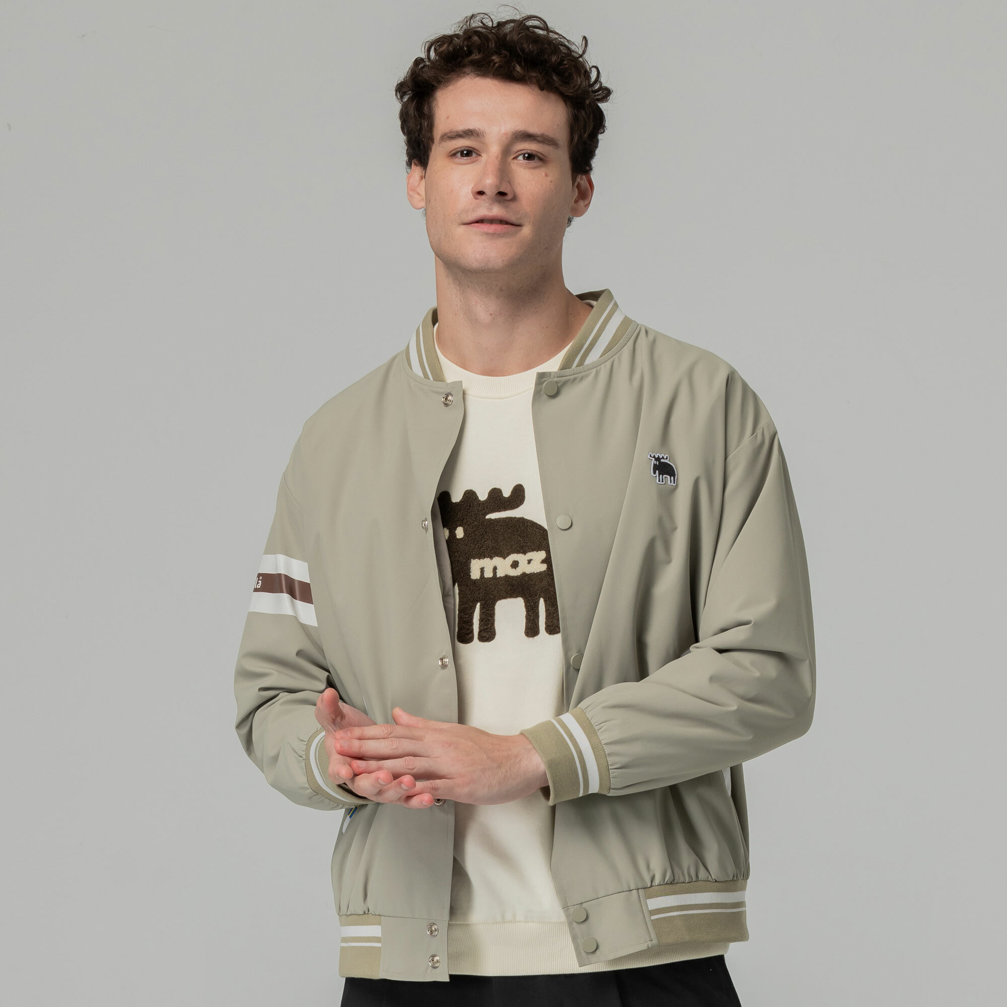 moz瑞典 駝鹿 學院 防風外套(奶綠) 男款