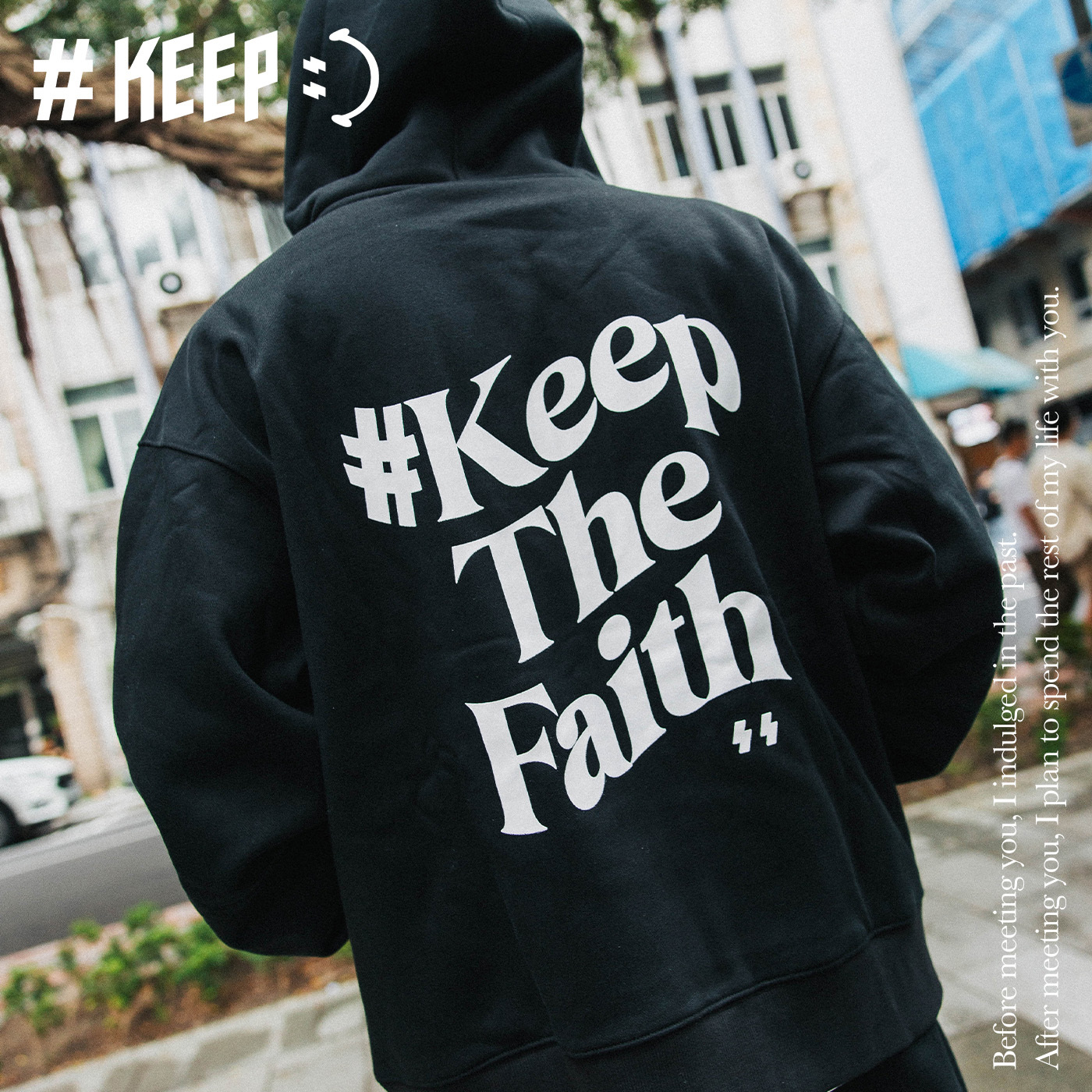 #KEEP 秋冬套裝THE FAITH SWEATSUIT HOODIE PANTS 『黑色 刺繡 連帽外套』 『刷毛 抽繩 寬鬆版 重磅 縮口棉褲 長褲 運動套裝 棉長褲』【KS190】帽夾【KS189】