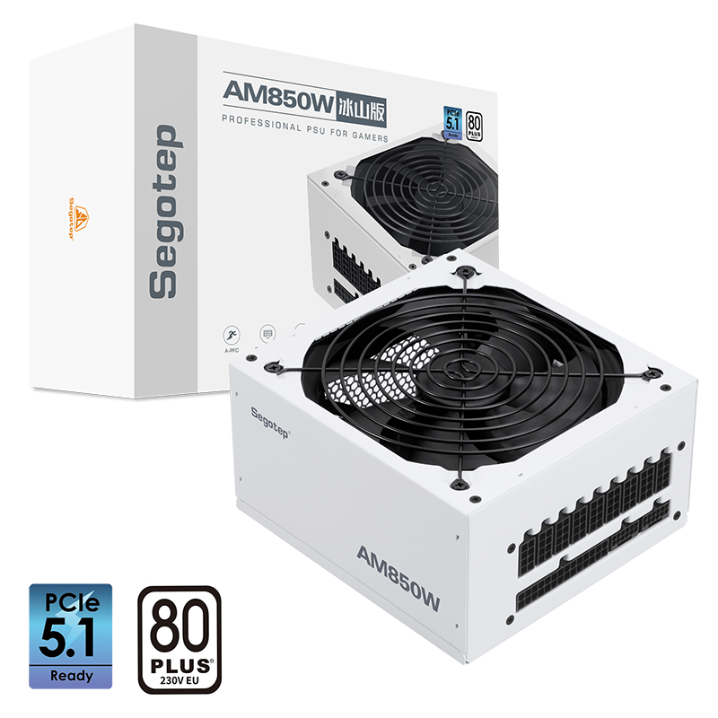 Segotep AM850W 80 Plus 850W PSU, 全模組, PCie 5.1(白色)
