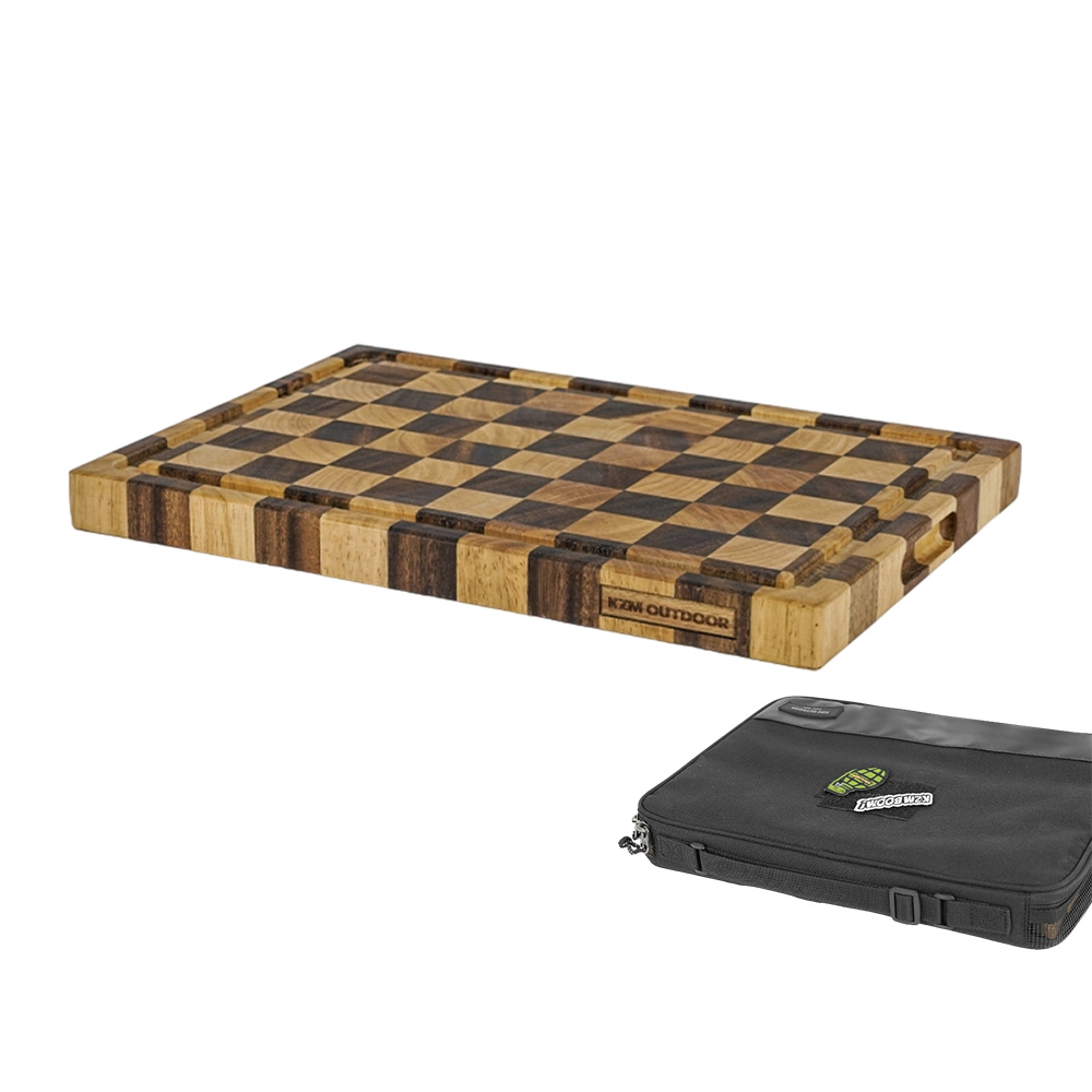 KZM 1單位棋盤木砧板含收納袋