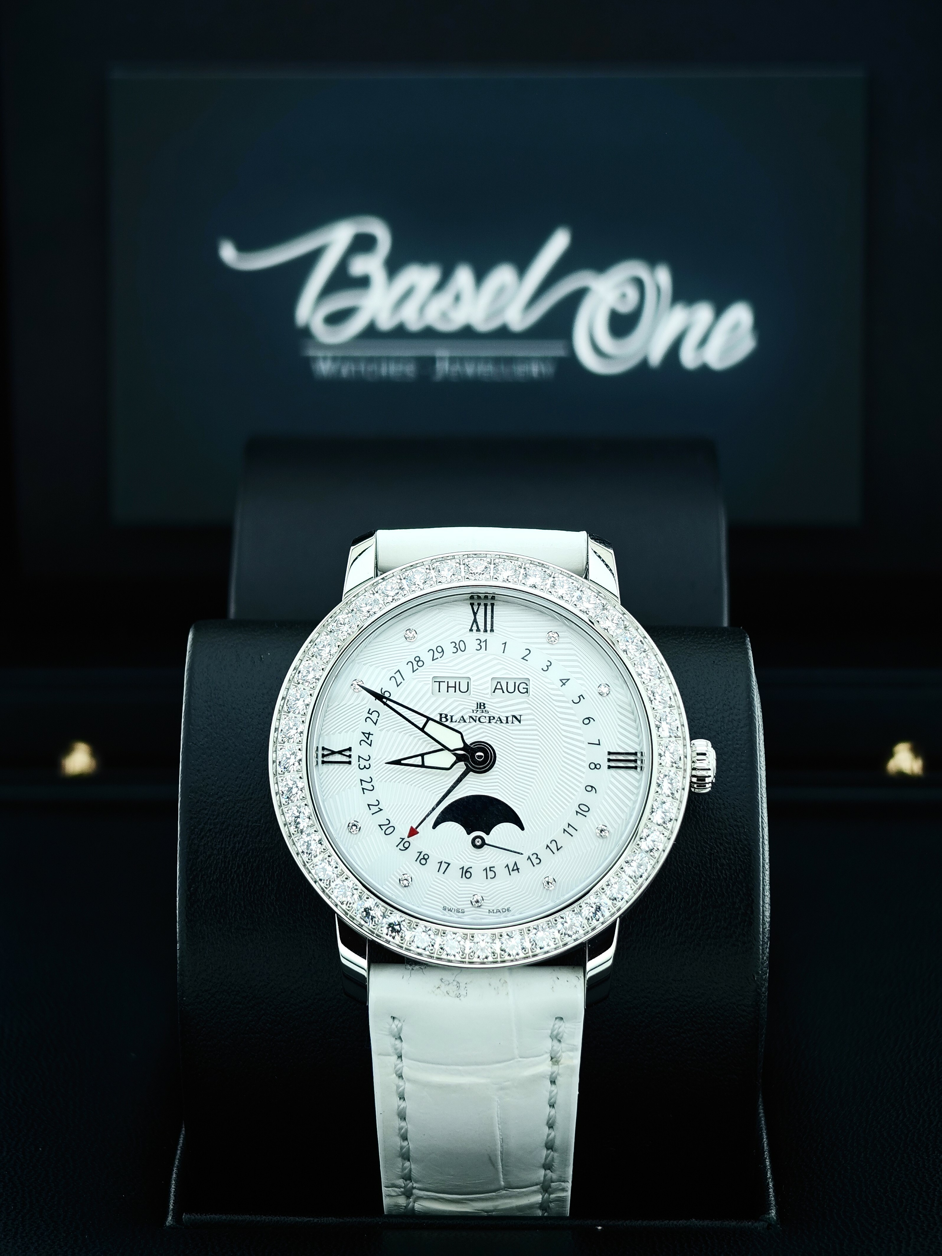 BRAND NEW BlANCPAIN 3663A 4654 55B LADYBIRD QUANTIÈME COMPLET WHITE MOTEHR-OF-PEARL DIAL WITH DIAMOND 35 MM