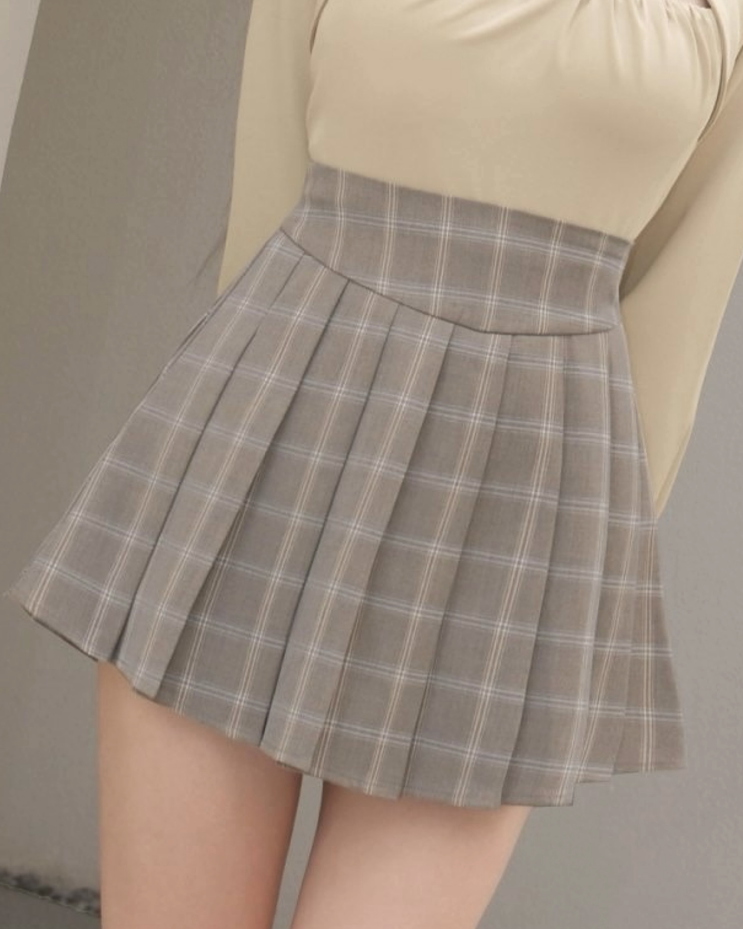 訂製-英倫格紋百褶褲裙