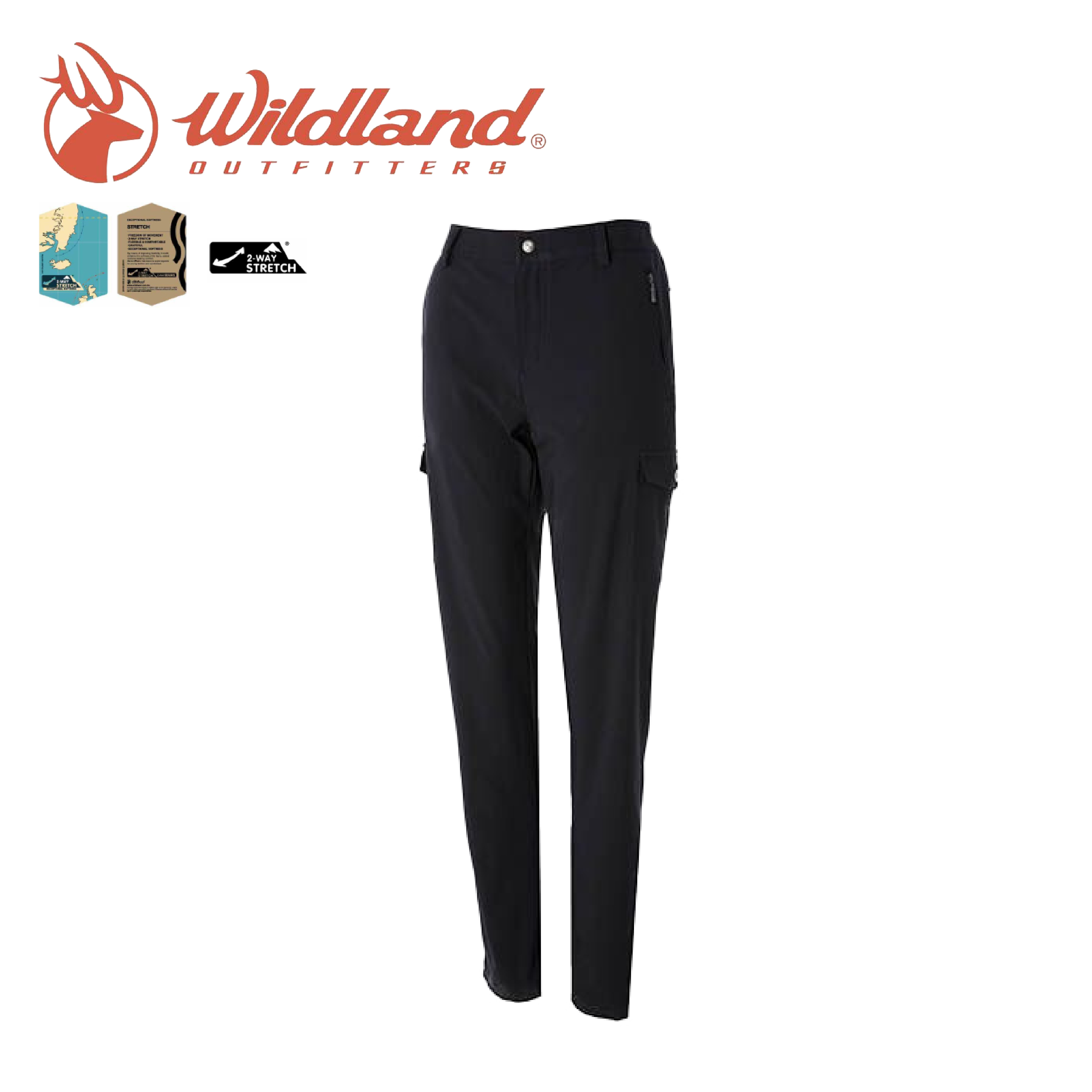 Wildland 荒野 彈性貼袋四季款休閒長褲 女款 (黑) 21WS2373
