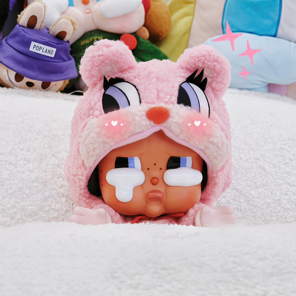 泰國限定 POP MART MEGA CRYBABY 400% 消失的尾巴 哭娃 毛絨粉紅熊裝 公仔