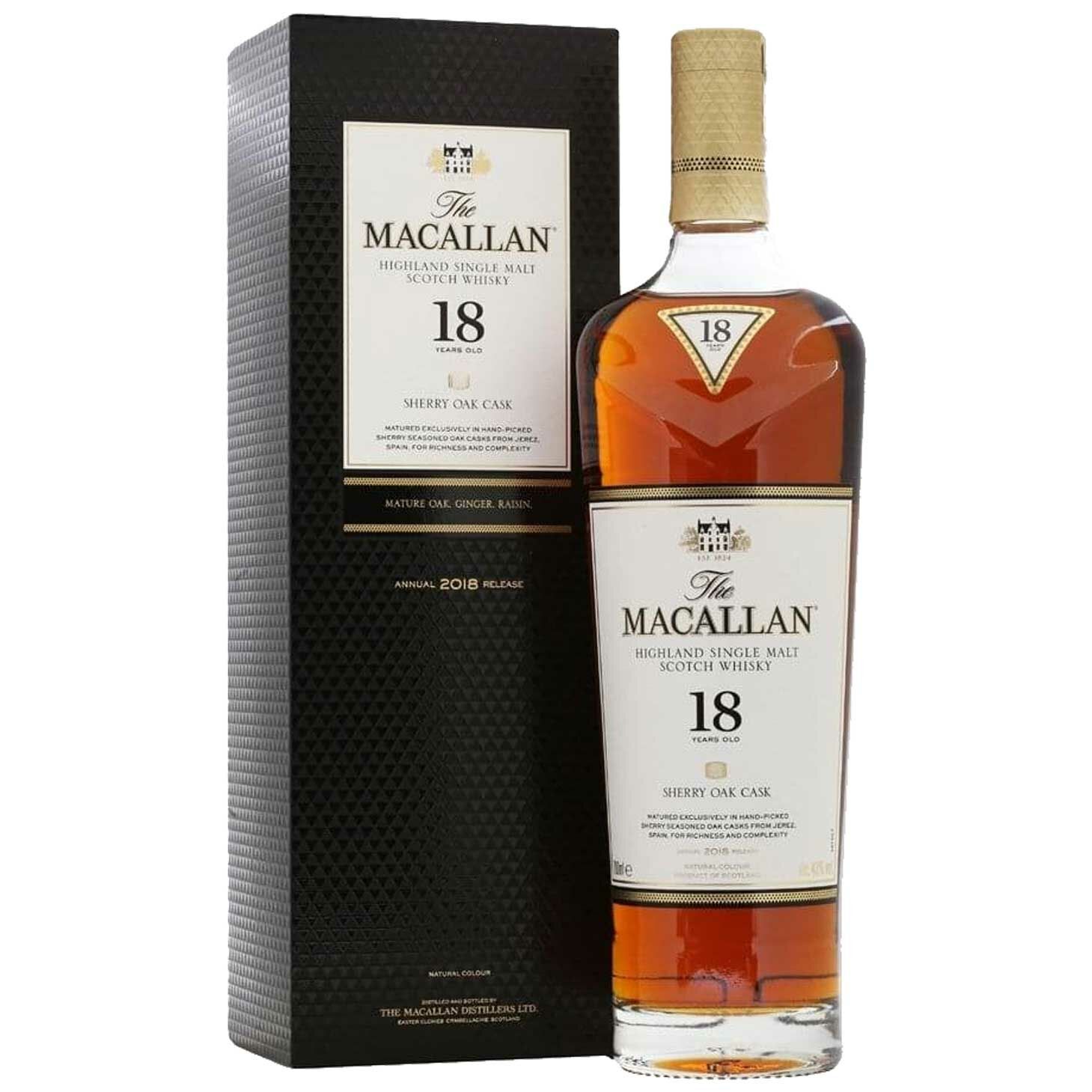 麥卡倫 18年 雪莉桶 單一麥芽威士忌 2018版 700mL