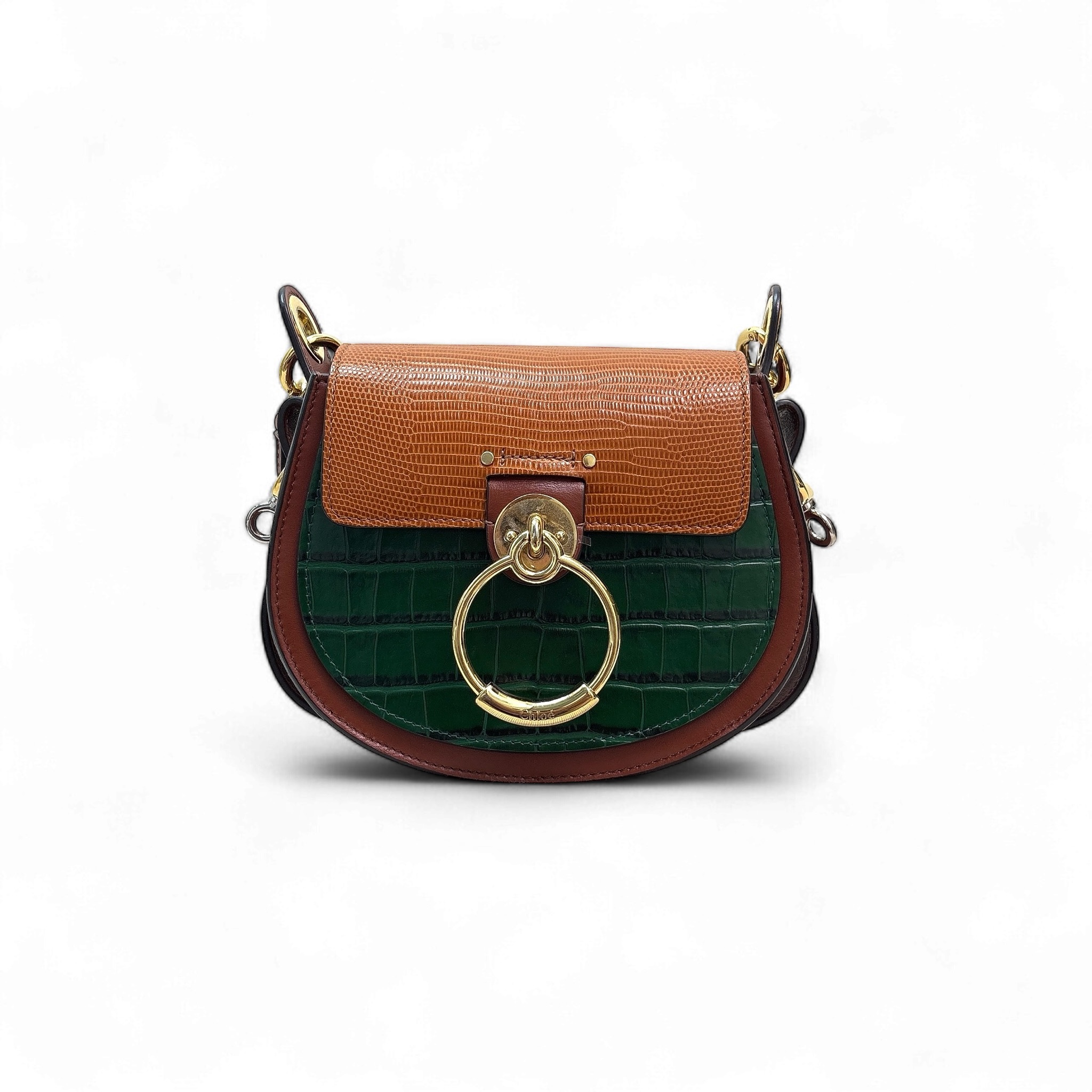 Chloe Tess Small Bag - Brown&Green / Ghw