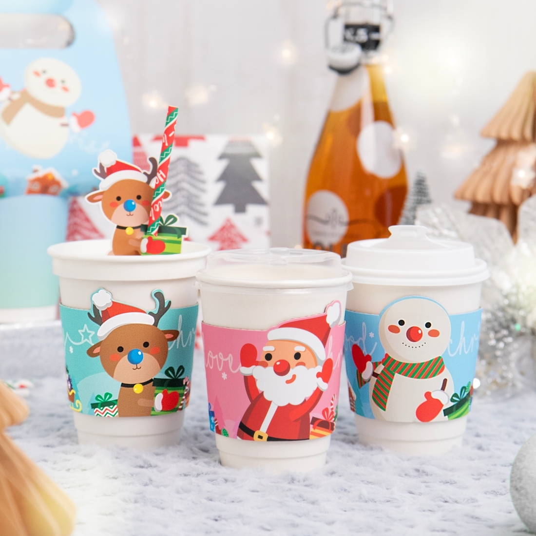 冷熱共用瓦楞杯套 90口徑 耶誕款