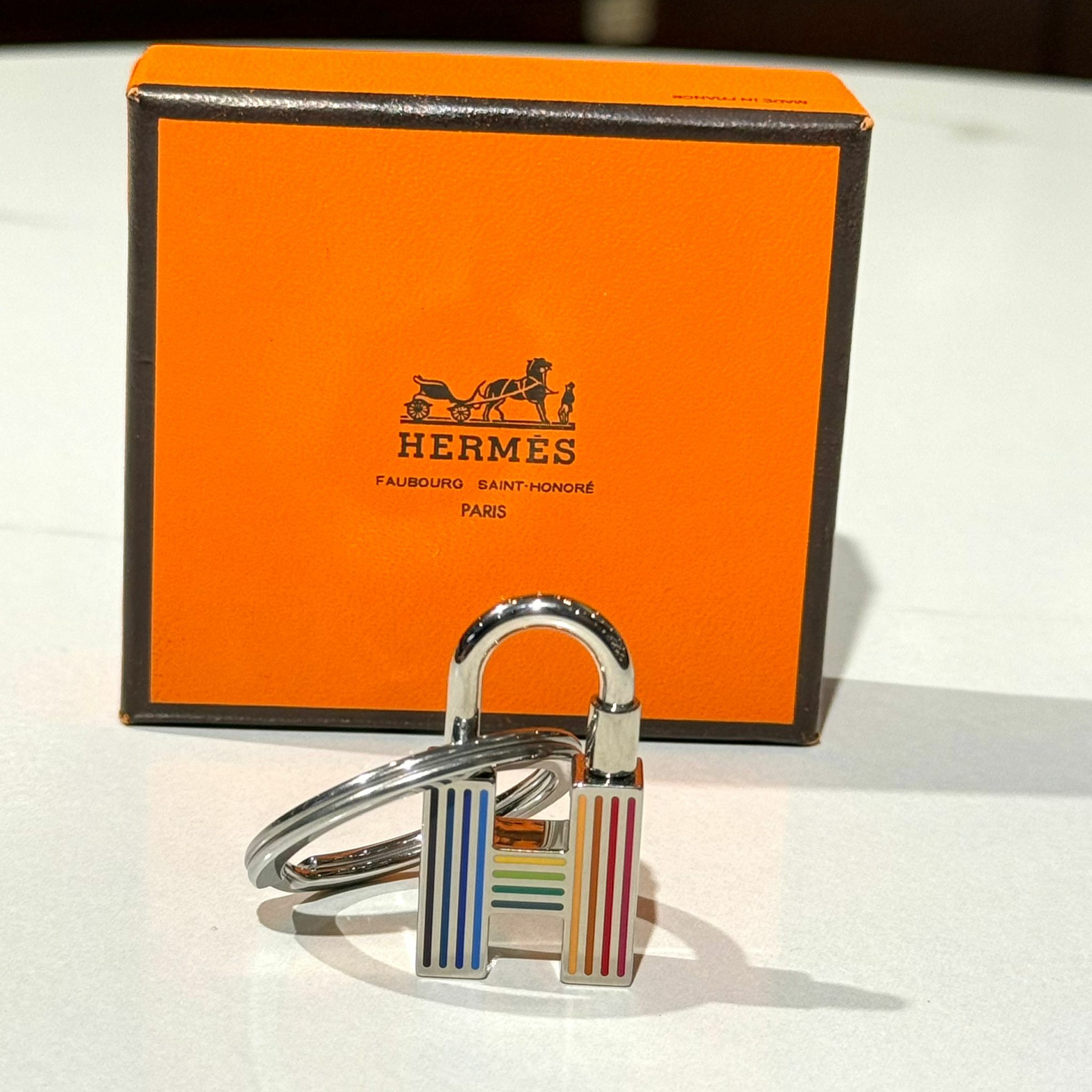 全新HERMES鎖匙扣 H字鎖頭 红/黃/藍 Multicolore/銀扣 Porte-clés Cadenas Quizz Rainbow #BRAND NEW #香榭站正品