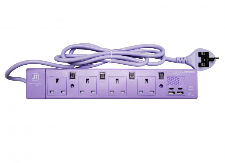MEC (JT) YY-4USB/6" (ALL PURPLE) 4位獨立開關 + 2 x USB + 2 x Type-C (5A)(6呎)【花色期間限定特別版-盒裝】422-410V2-P