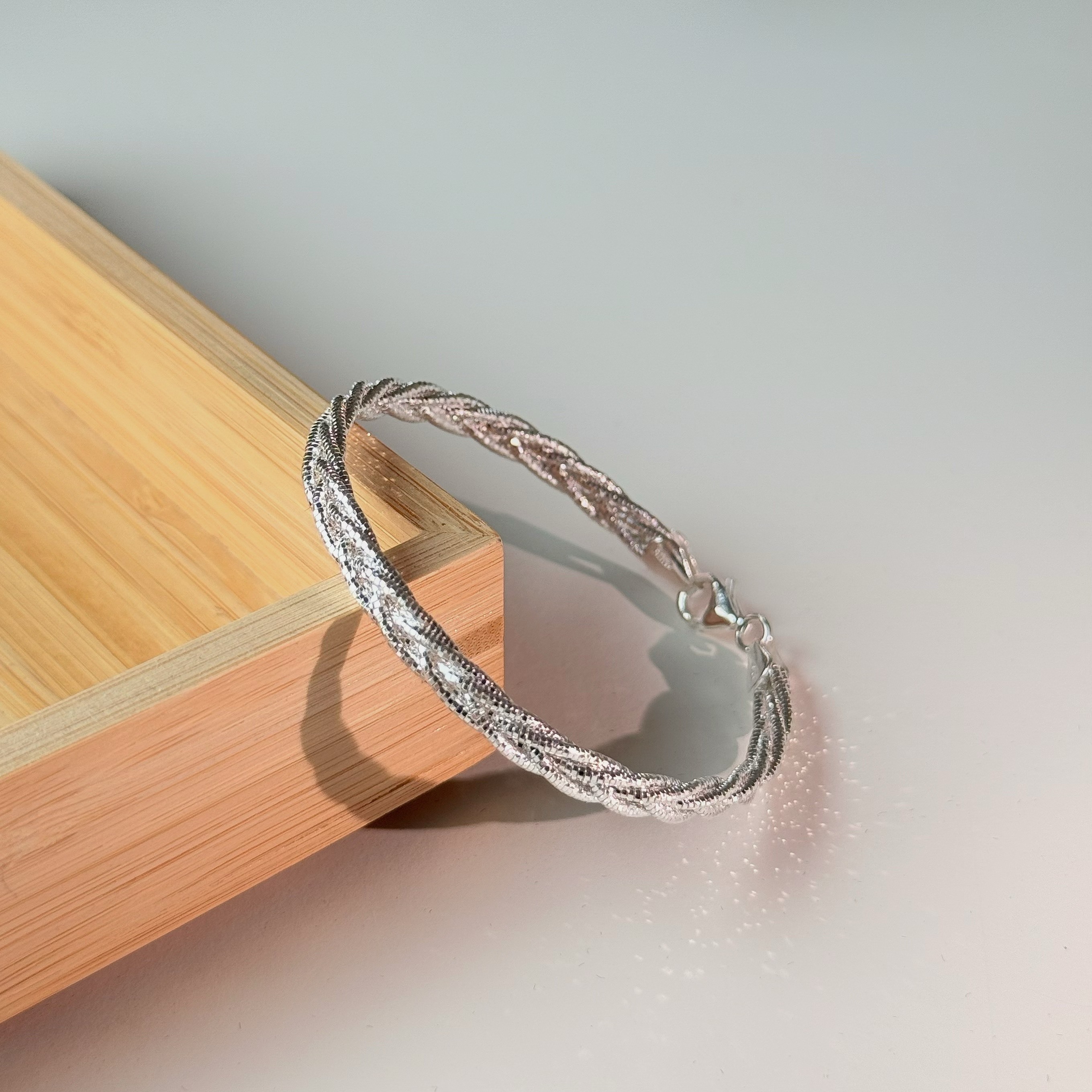 N03五編扁鏈純銀軟線手環