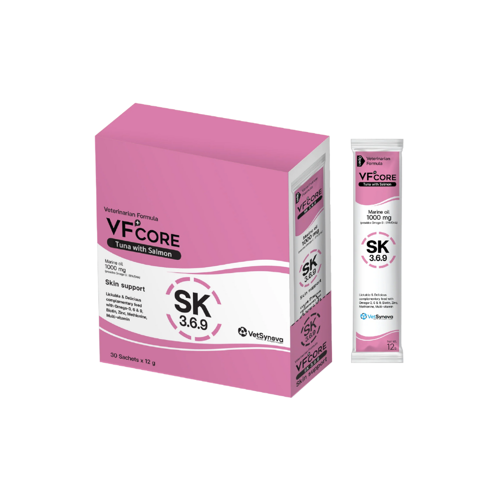 VF+CORE - SK 皮膚管理 OMEGA 3,6,9 -貓咪吞拿魚配三文魚肉泥1000MG (12g x 30包 )