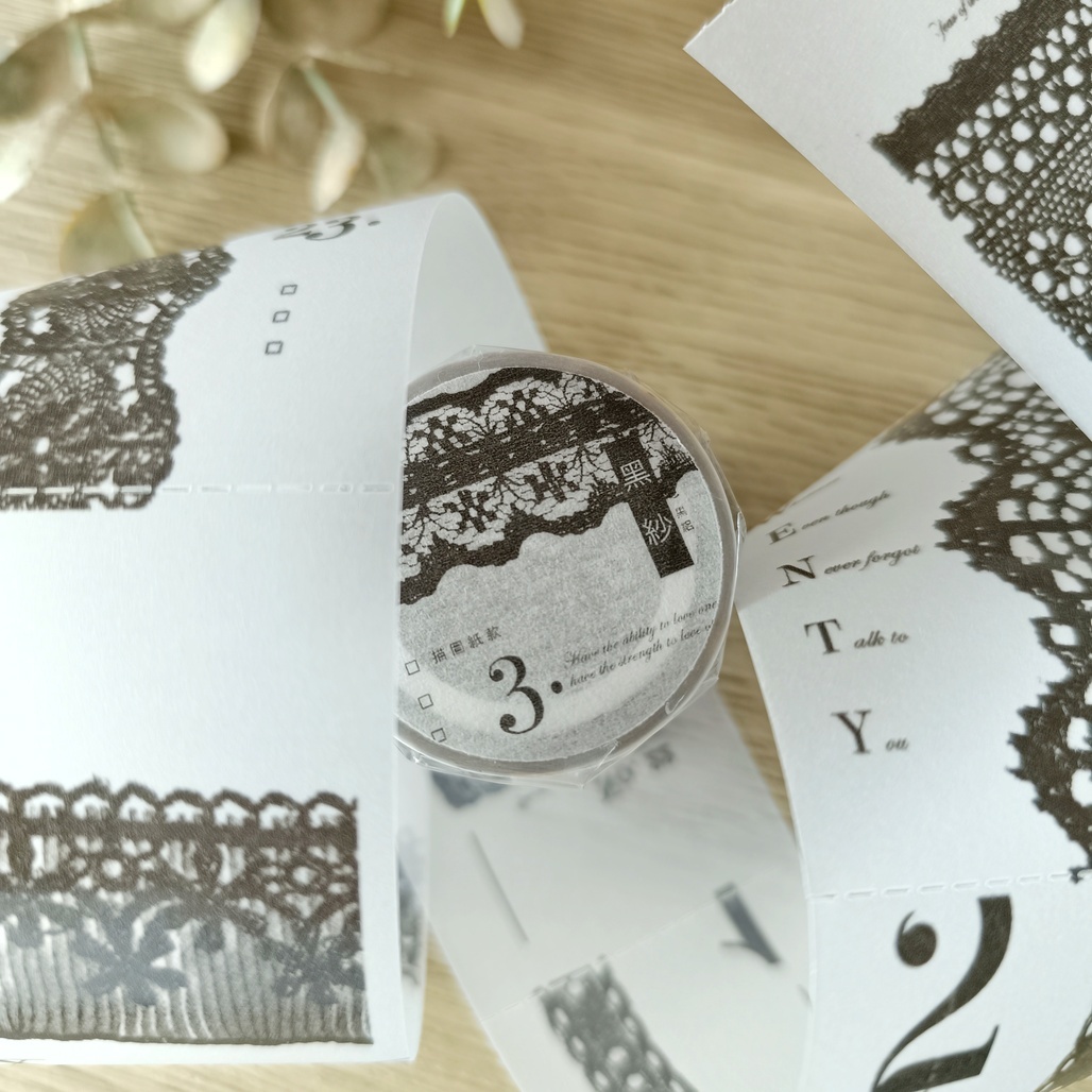 無色綻放．黑紗 4.5cm描圖紙膠帶 <整捲/分裝>