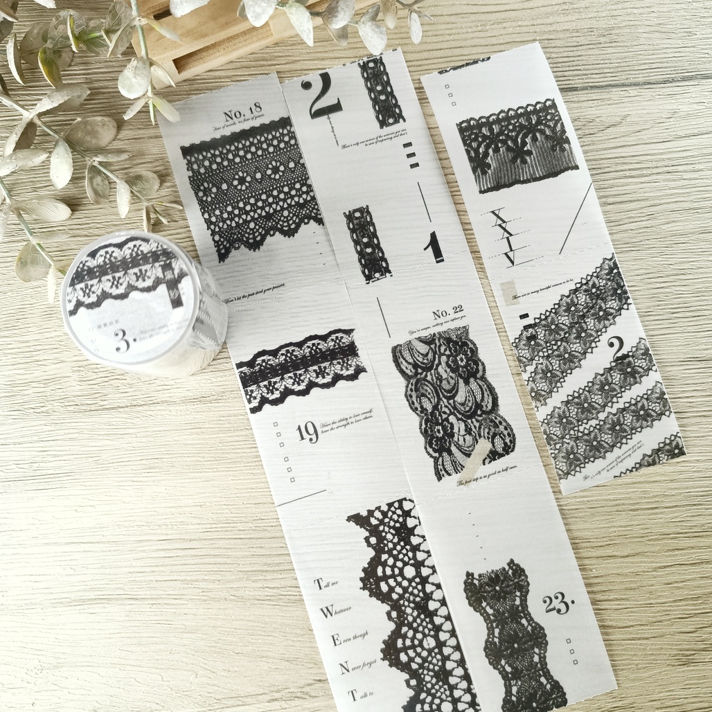 無色綻放．黑紗 4.5cm描圖紙膠帶 <整捲/分裝>