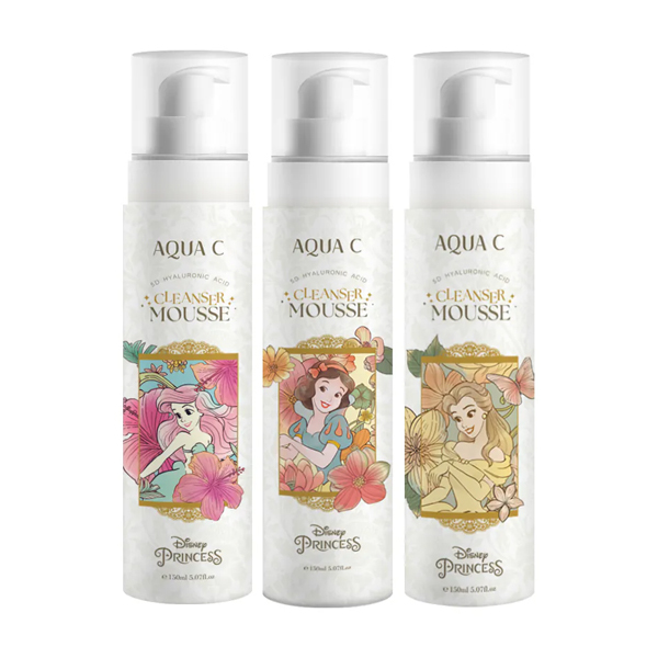 【迪士尼公主】AQUA C.花漾皙５Ｄ玻尿酸淨柔慕斯 3入組 (各一款公主)