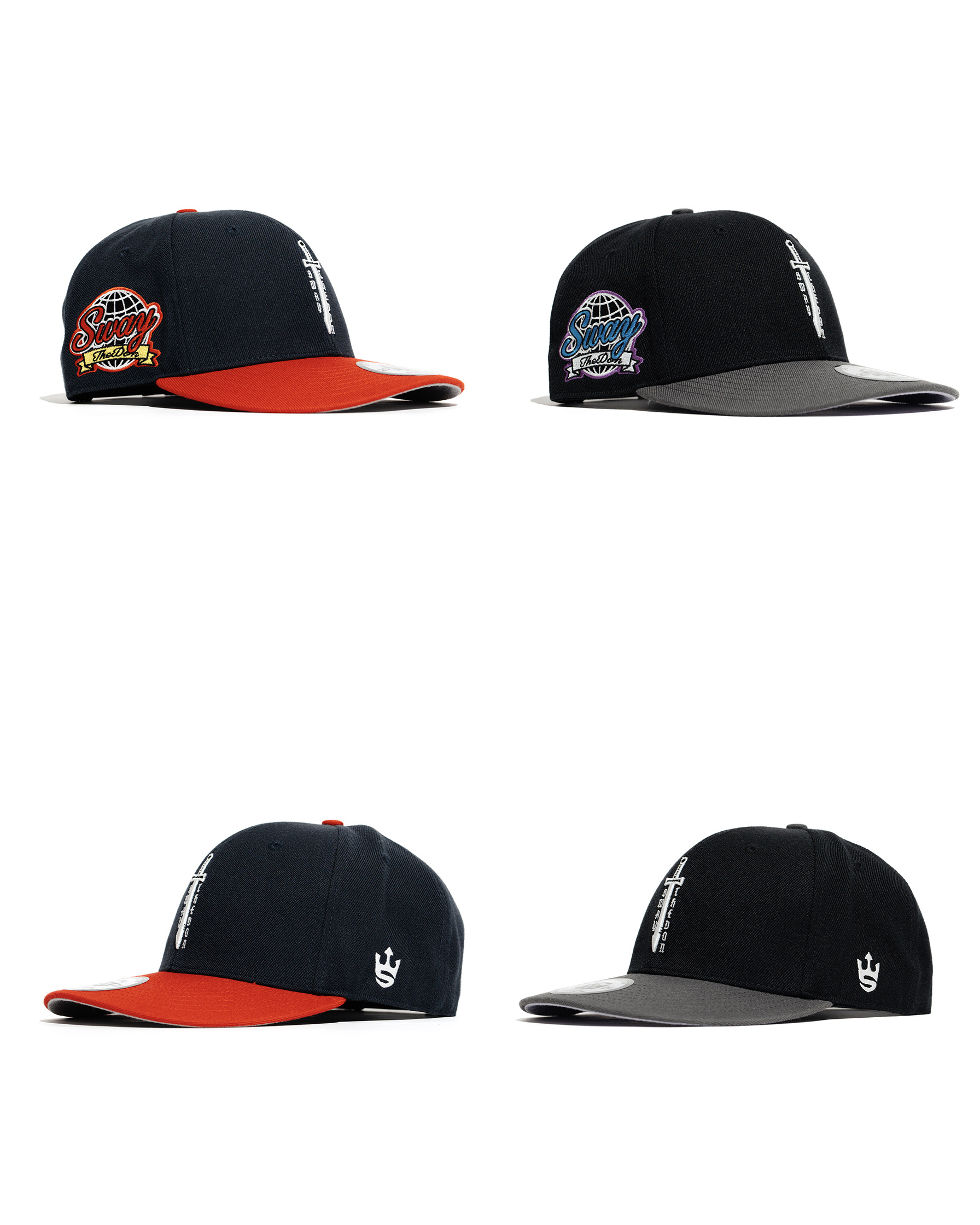 Sway the Don / "Dagger" Two-Tone Snapback - 黑灰, 紅藍