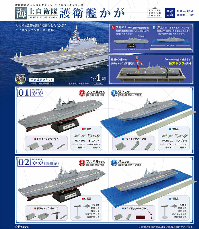 F-toys 盒玩 1/1250 海上自衛隊 加賀號護衛艦 全四種 隨機出貨