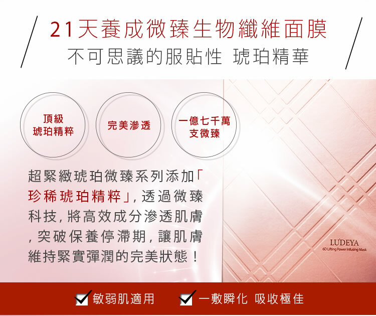 LUDEYA 超緊緻琥珀微臻面膜(3片/盒)