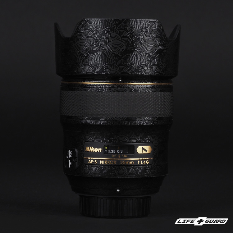 LIFE+GUARD 鏡頭貼膜安裝示意，適用 Nikon AF-S 35mm F1.4 G