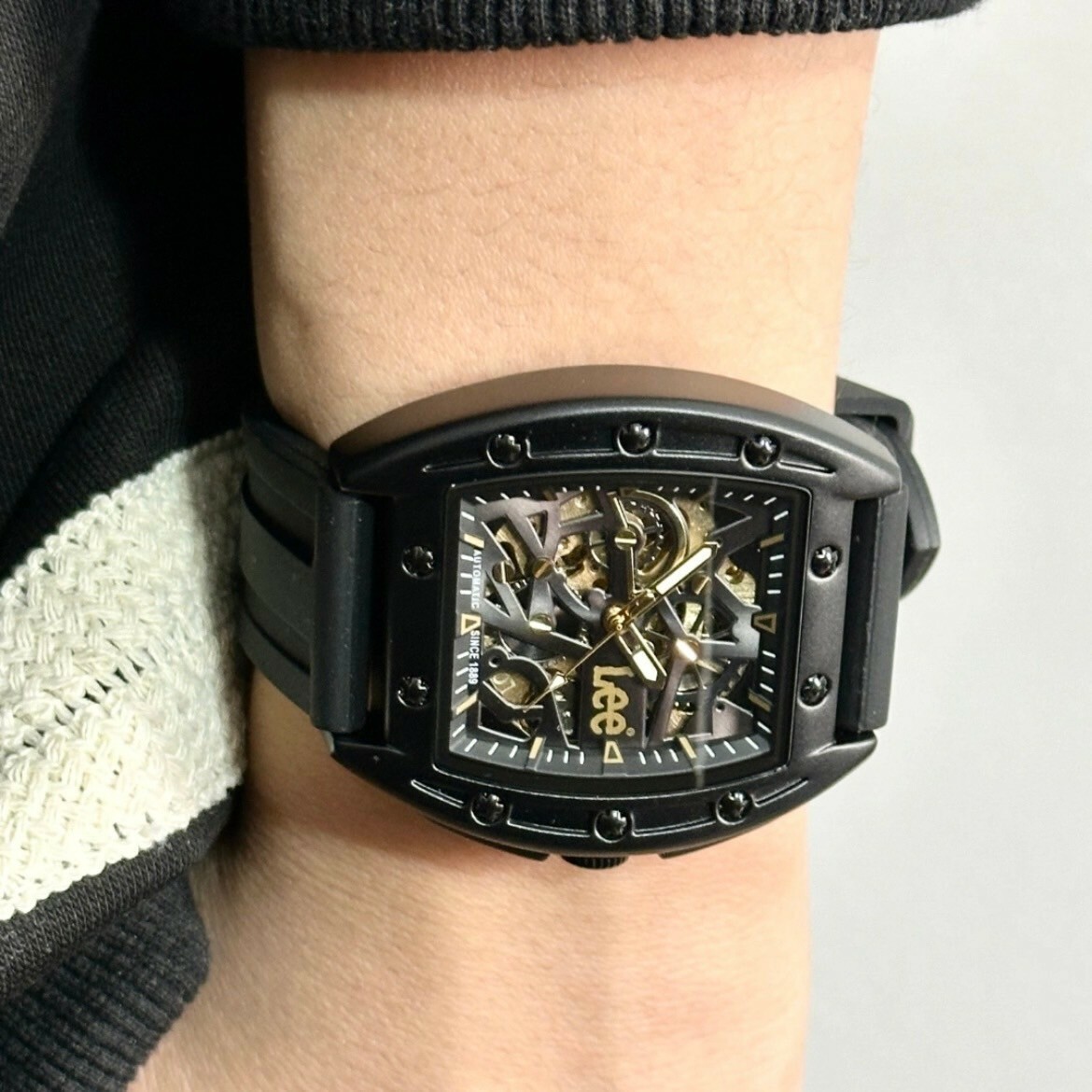 <限量代購>Lee 開拓者系列手錶 黑金 銀黑 自動機械機芯 硅膠