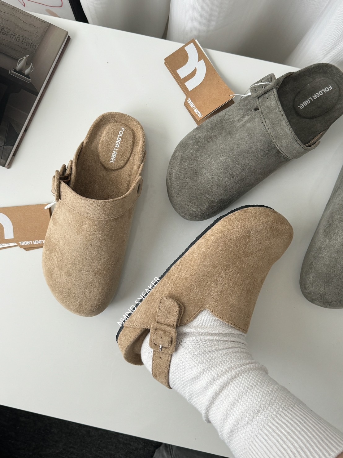 <快速出貨> FOLDER LABEL 2WAY 麂皮勃肯鞋