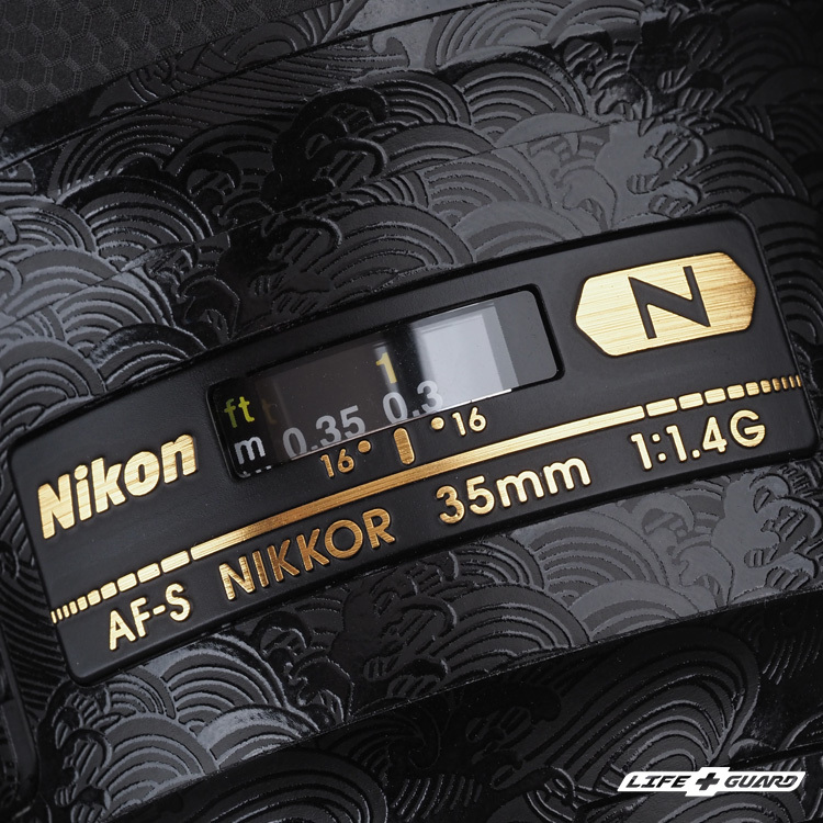 LIFE+GUARD 鏡頭貼膜安裝示意，適用 Nikon AF-S 35mm F1.4 G