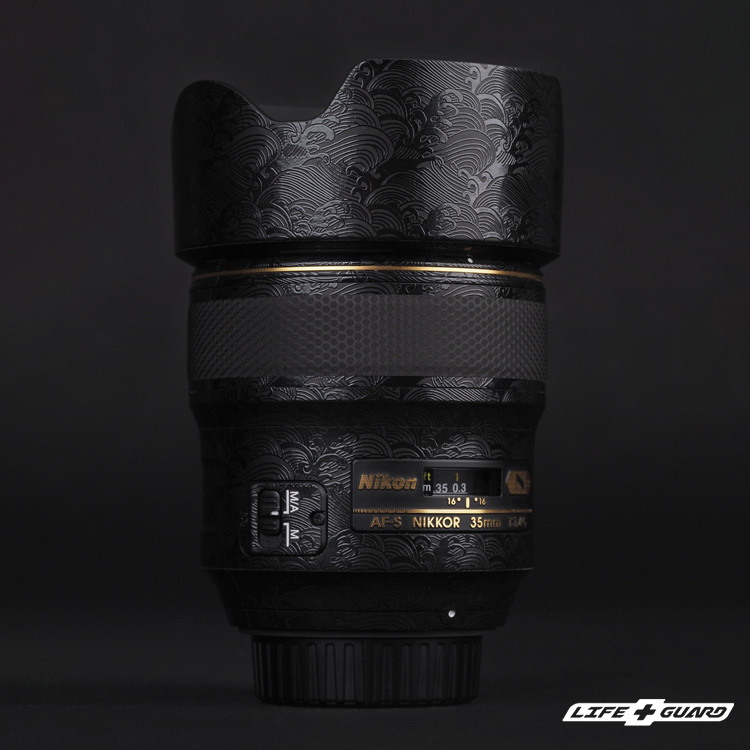 LIFE+GUARD 鏡頭貼膜安裝示意，適用 Nikon AF-S 35mm F1.4 G