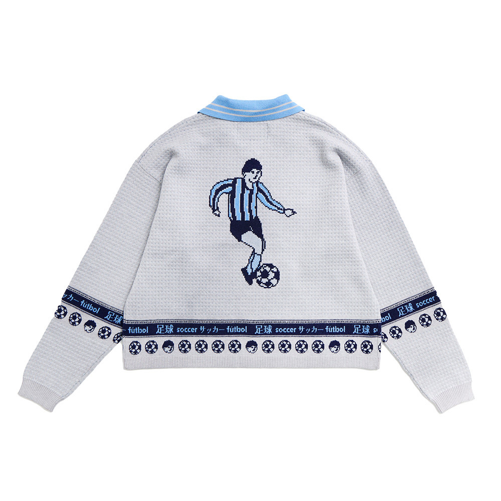 Soccer in Fair Isle Long-sleeves Polo Top