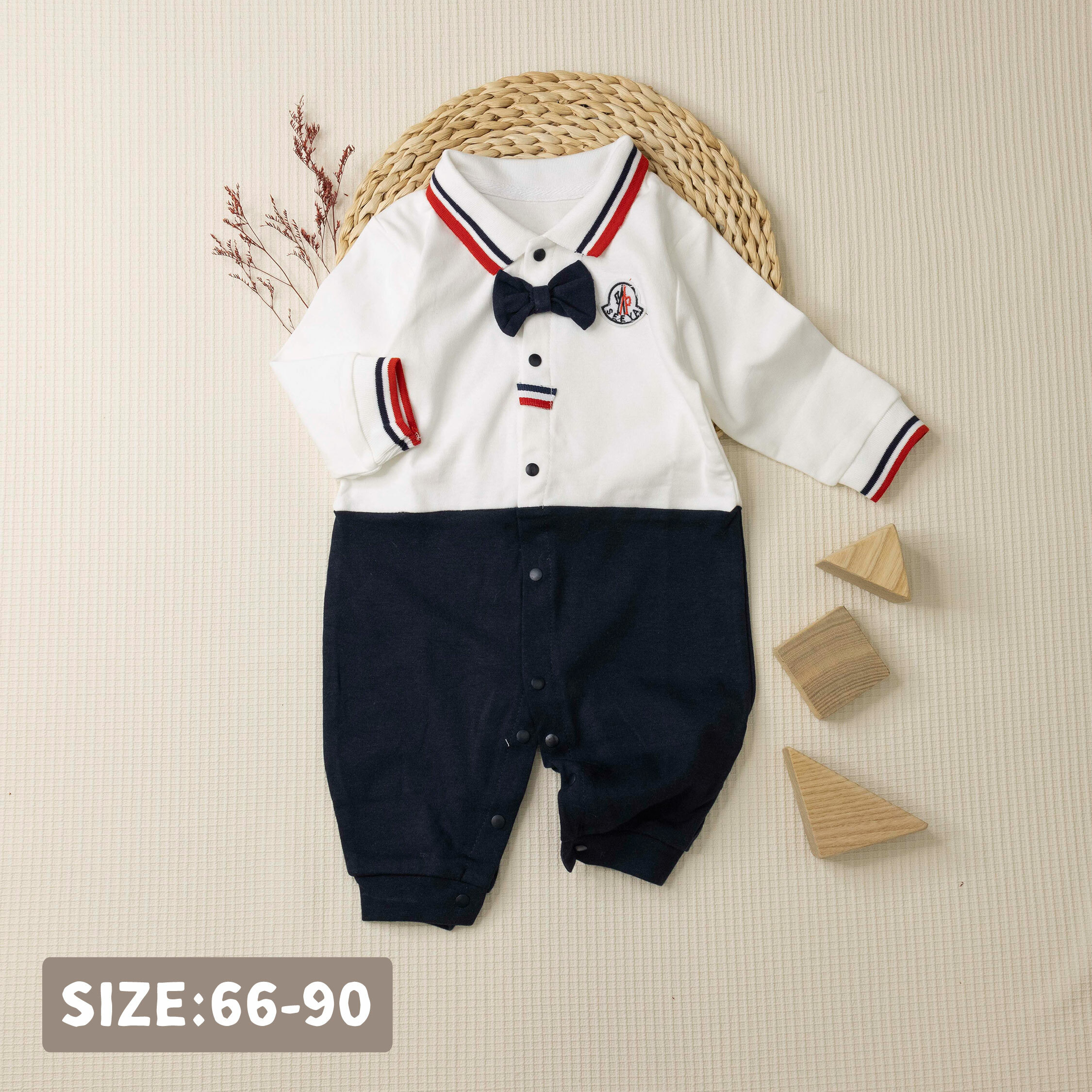 【JG3329】帥氣水手風領結裝飾連身衣