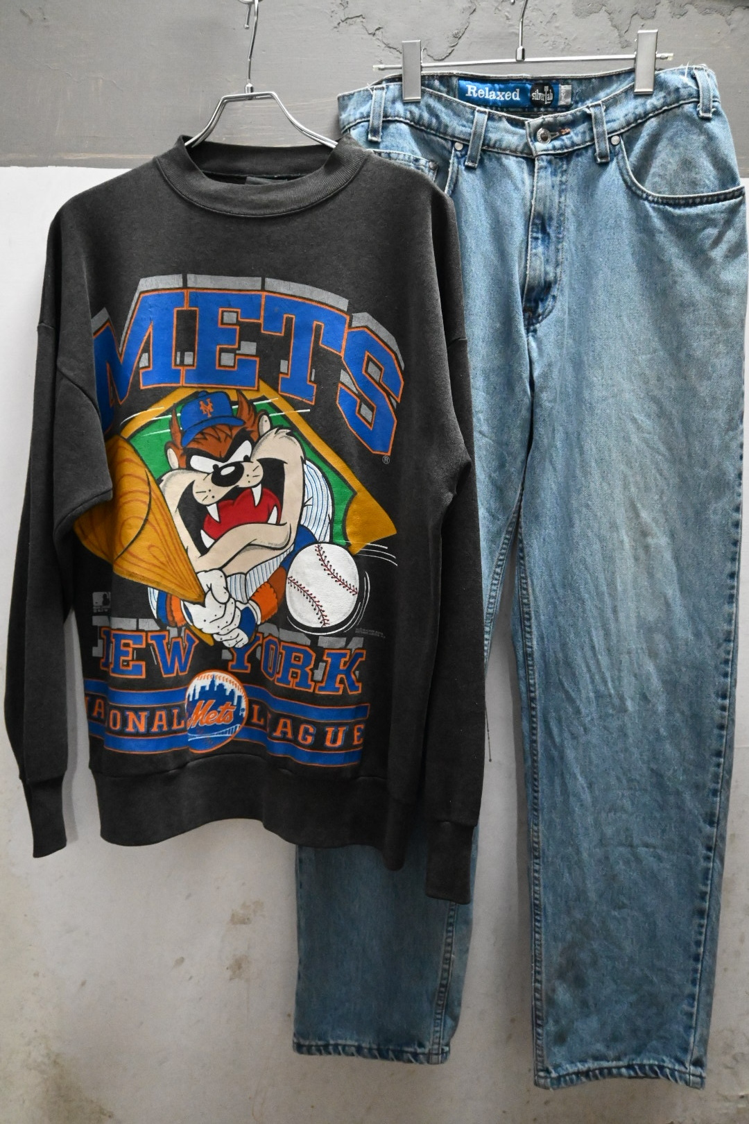 90s NY METS × WARNER BROS Sweat Shirt Made in USA