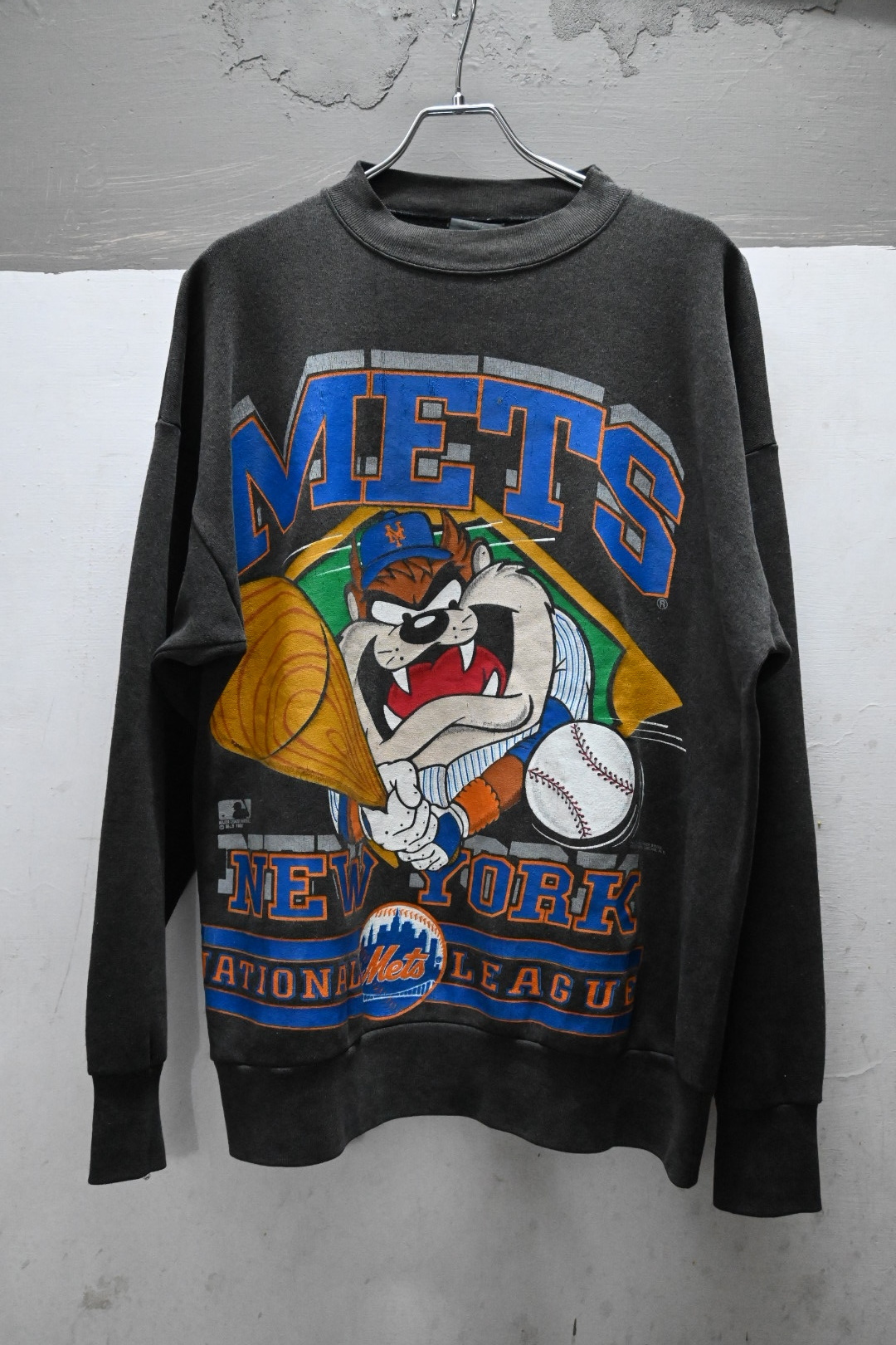 90s NY METS × WARNER BROS Sweat Shirt Made in USA