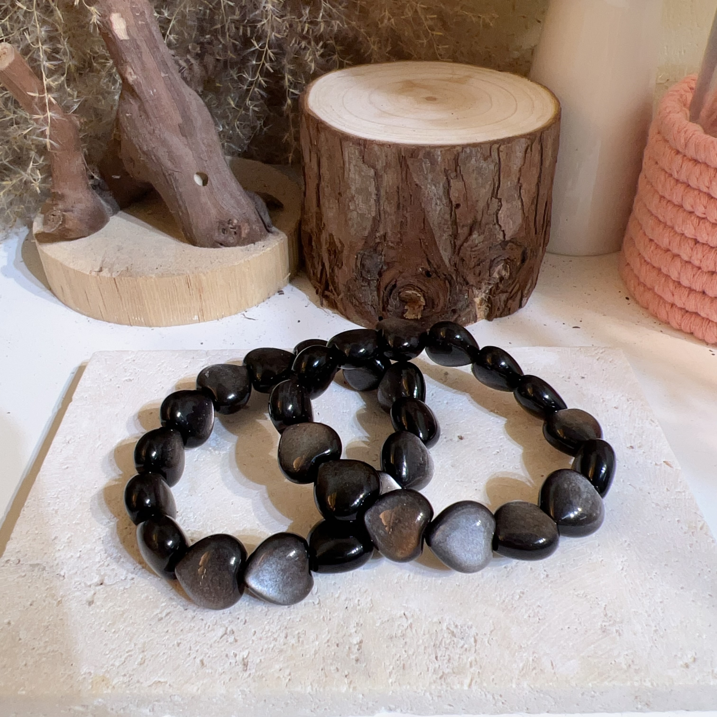 ❤️$120 強光銀曜石心心手串 14mm