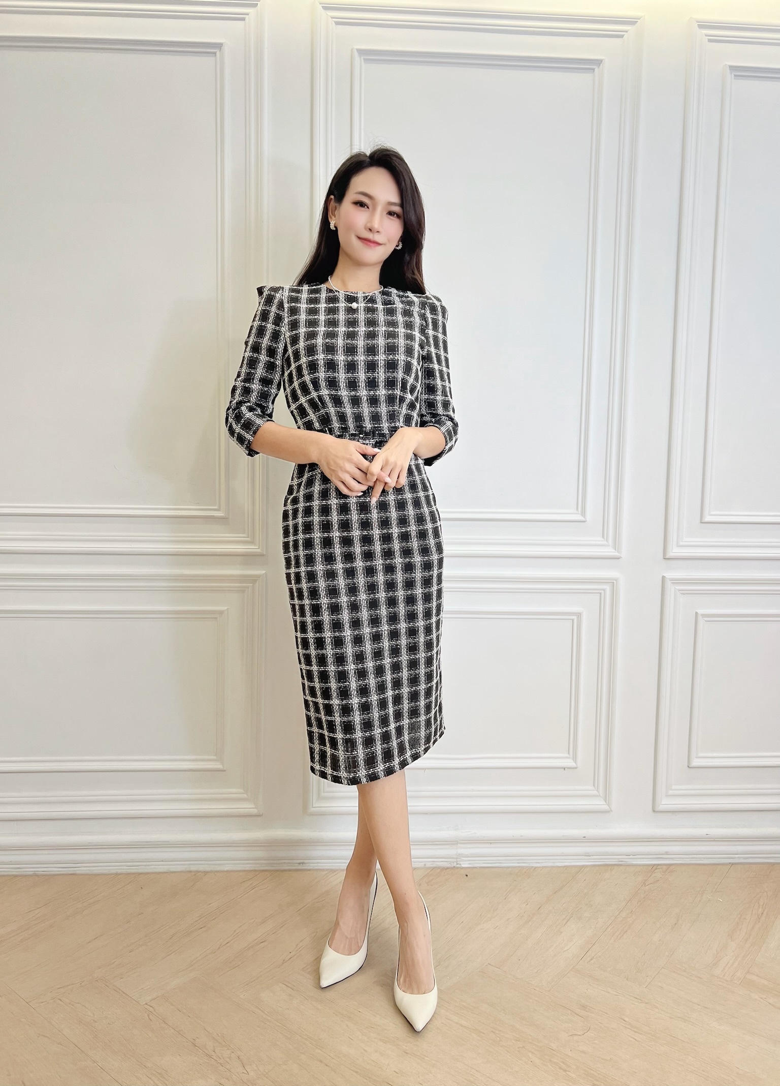 格紋優雅織紋洋裝