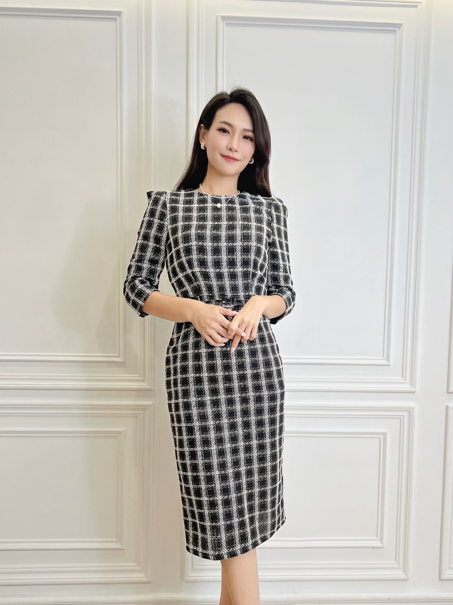 格紋優雅織紋洋裝