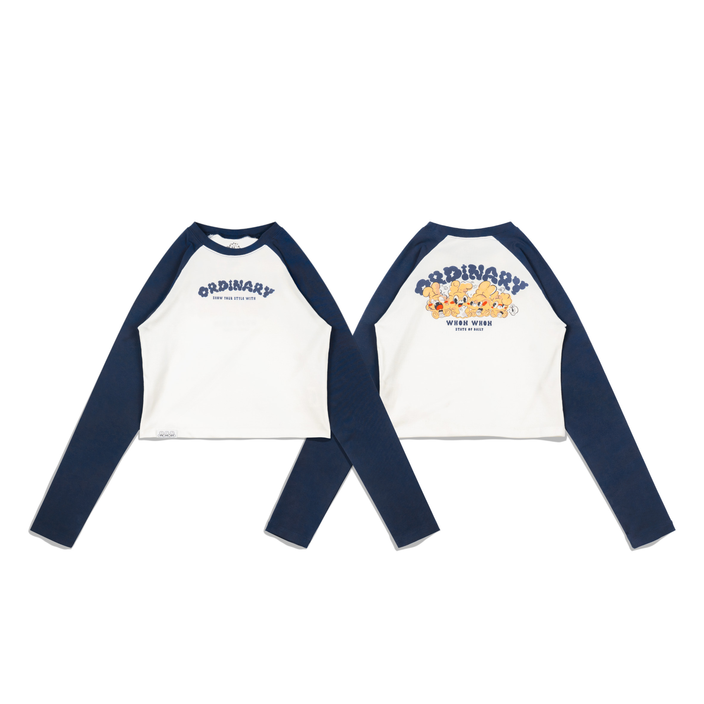 ORDINARY X WHONWHON "DILO "LOGO短版棒球袖長TEE