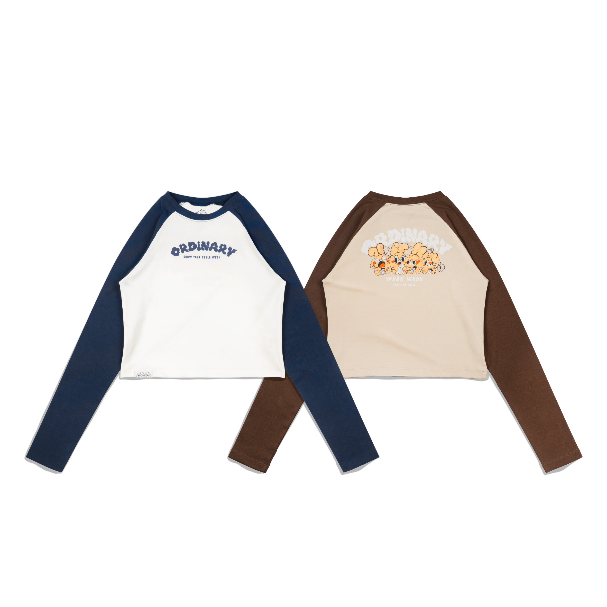 ORDINARY X WHONWHON "DILO "LOGO短版棒球袖長TEE