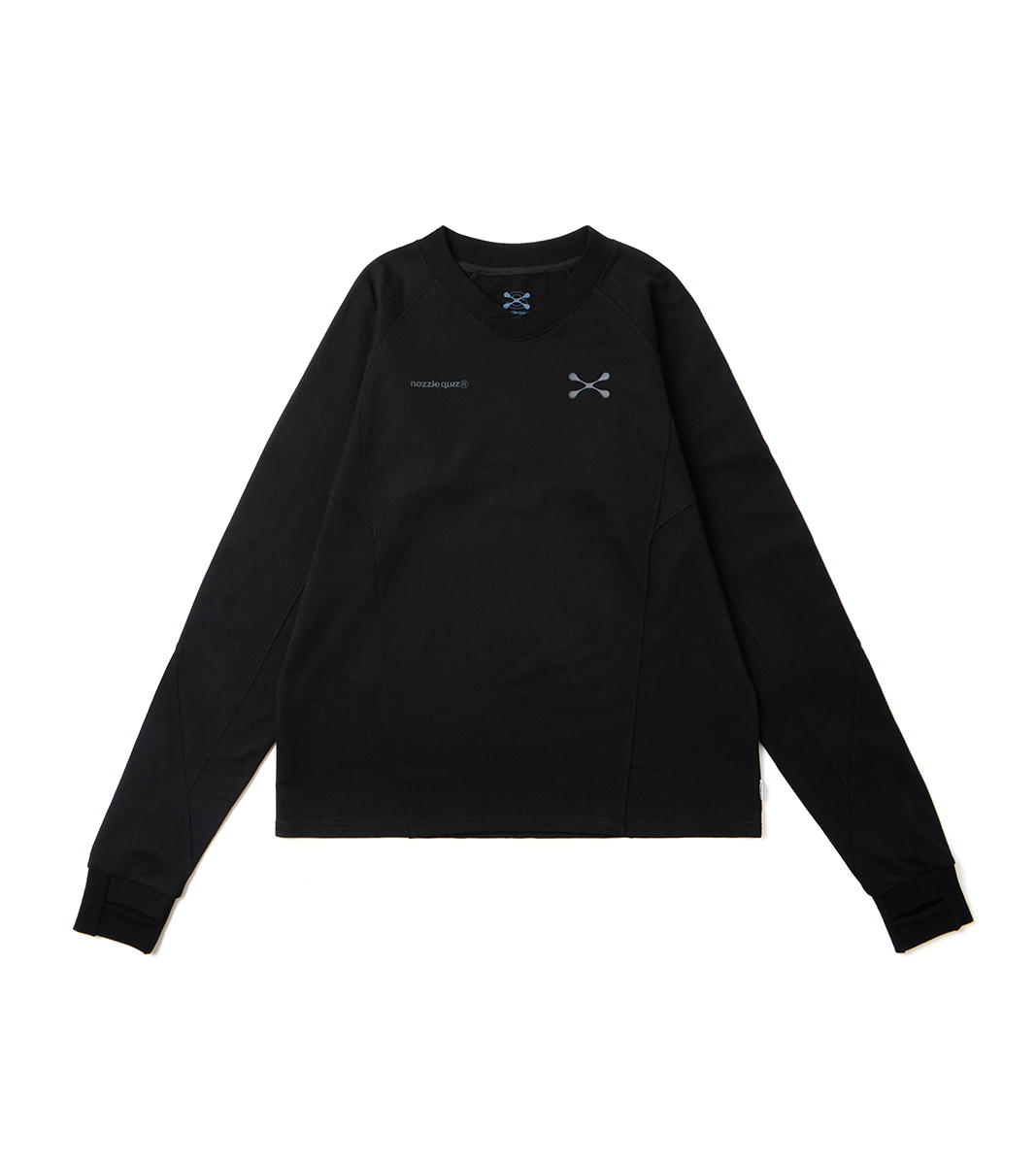 nozzle quiz® / Solid Football L/S Tee - 黑色 Black