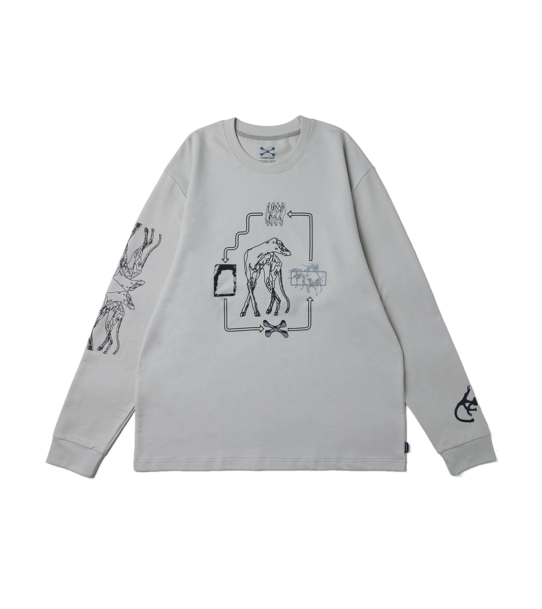 nozzle quiz® / Hound hoof L/S Tee - 科技灰 Tech Grey
