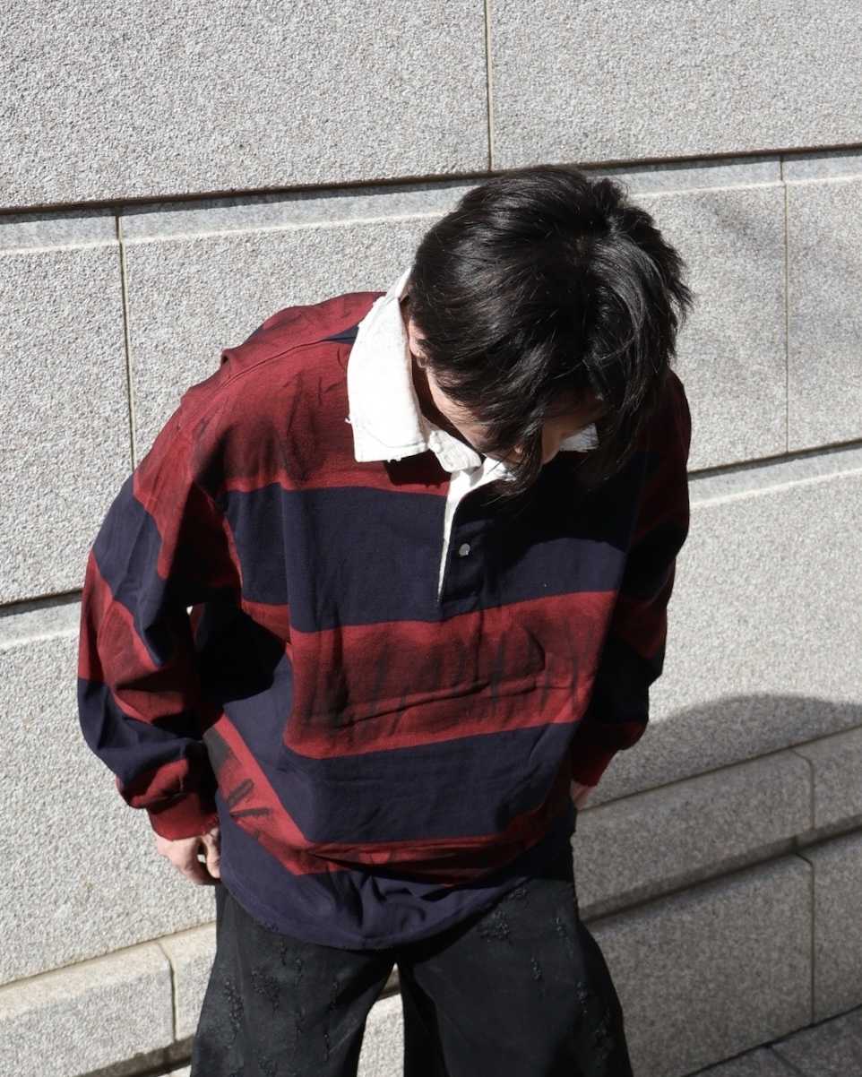 復古 英倫風 條紋 仿舊 破壞 寬鬆