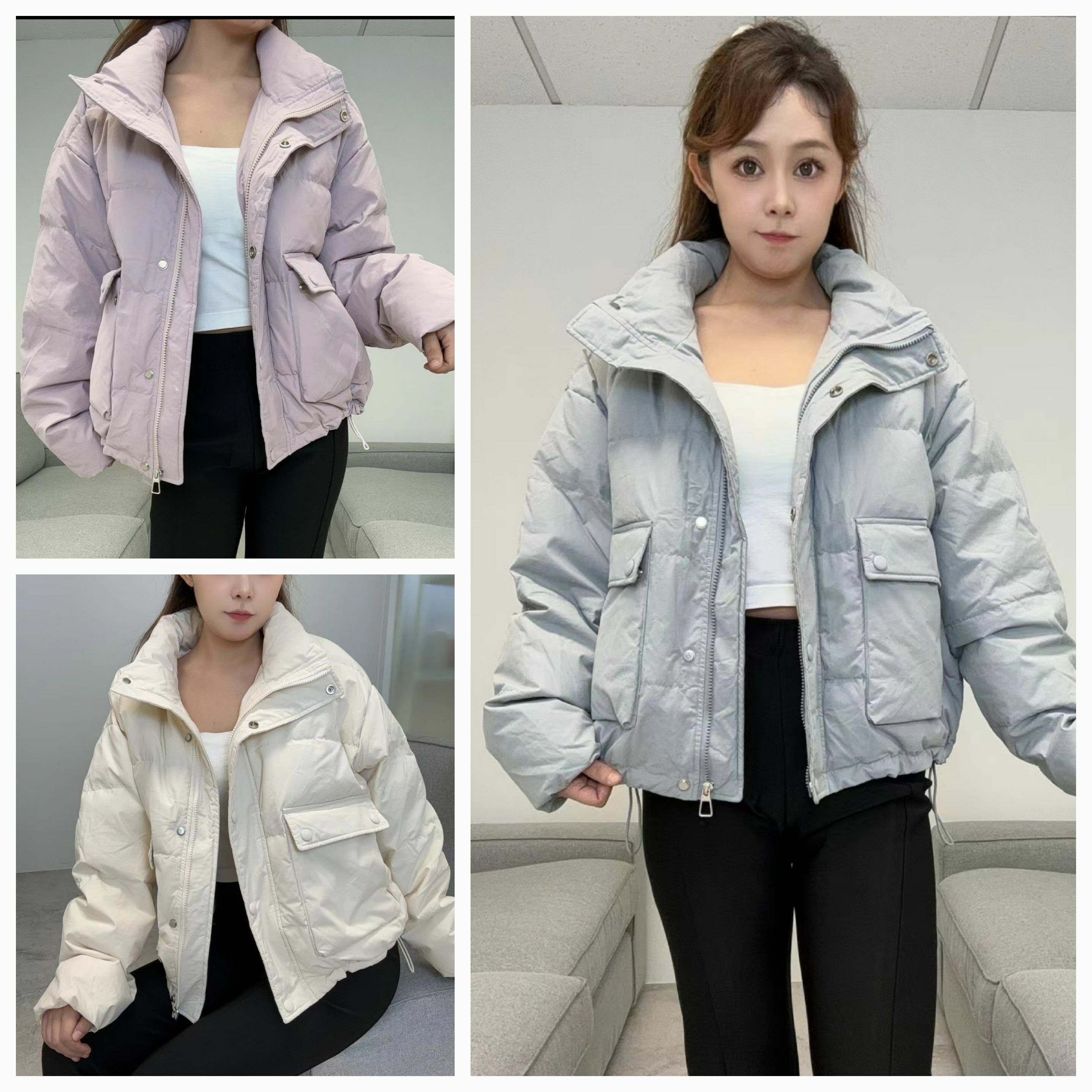ca15102  短身拉鏈羽絨外套  3色 S/M