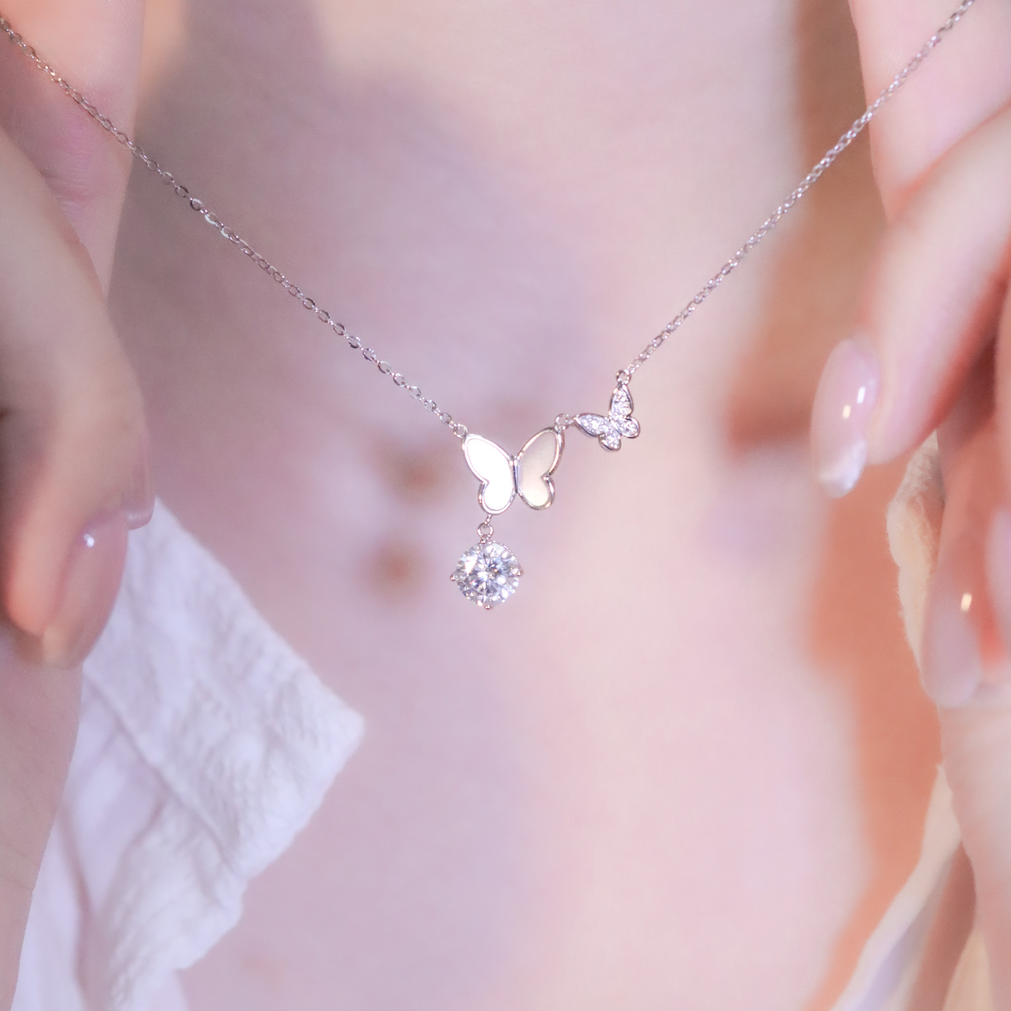 | 925純銀・白金・玫瑰金 | 純潔蝴蝶項鍊  (銀/玫瑰金) | NE1247 |