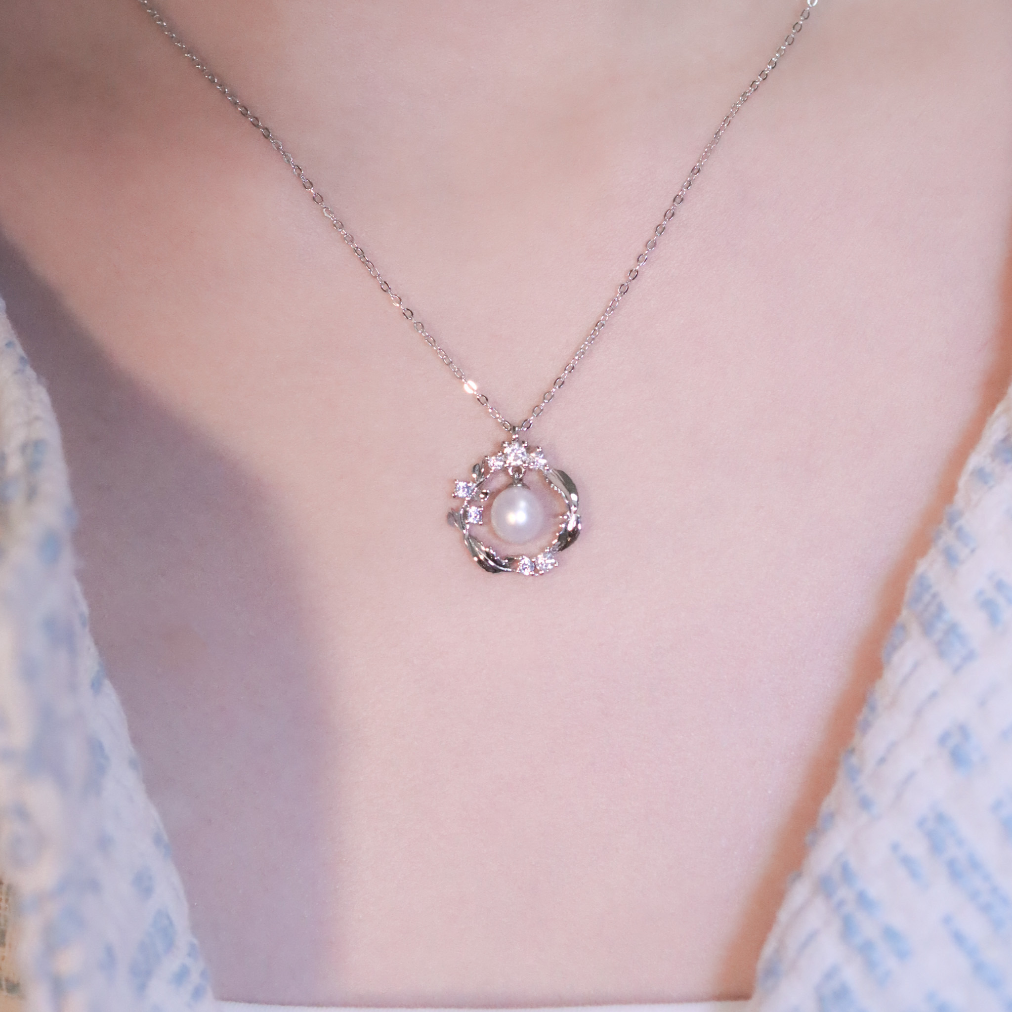 | 925純銀・厚鍍白金・珍珠 | 孵化幸福珍珠項鍊 | NE1245 |