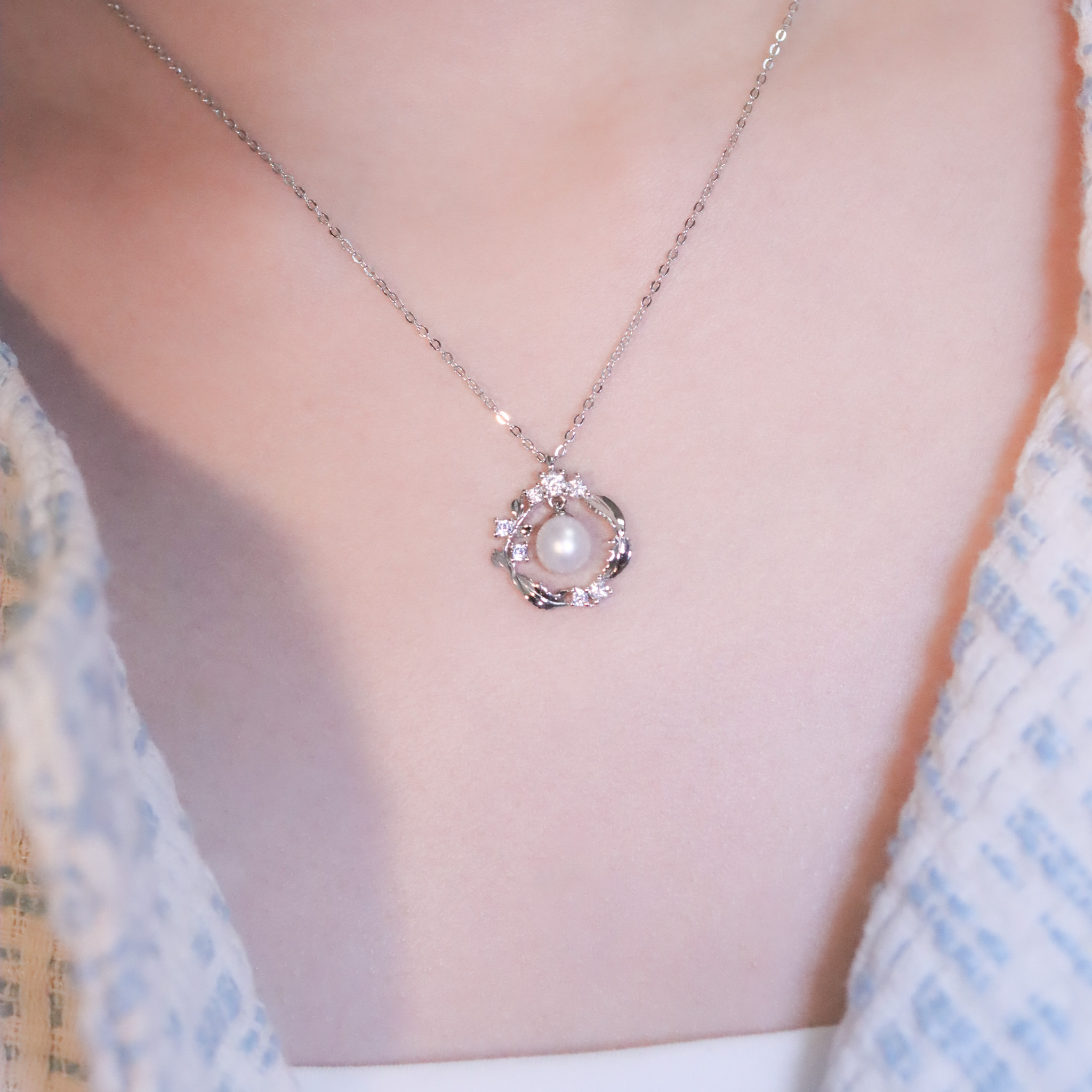 | 925純銀・厚鍍白金・珍珠 | 孵化幸福珍珠項鍊 | NE1245 |