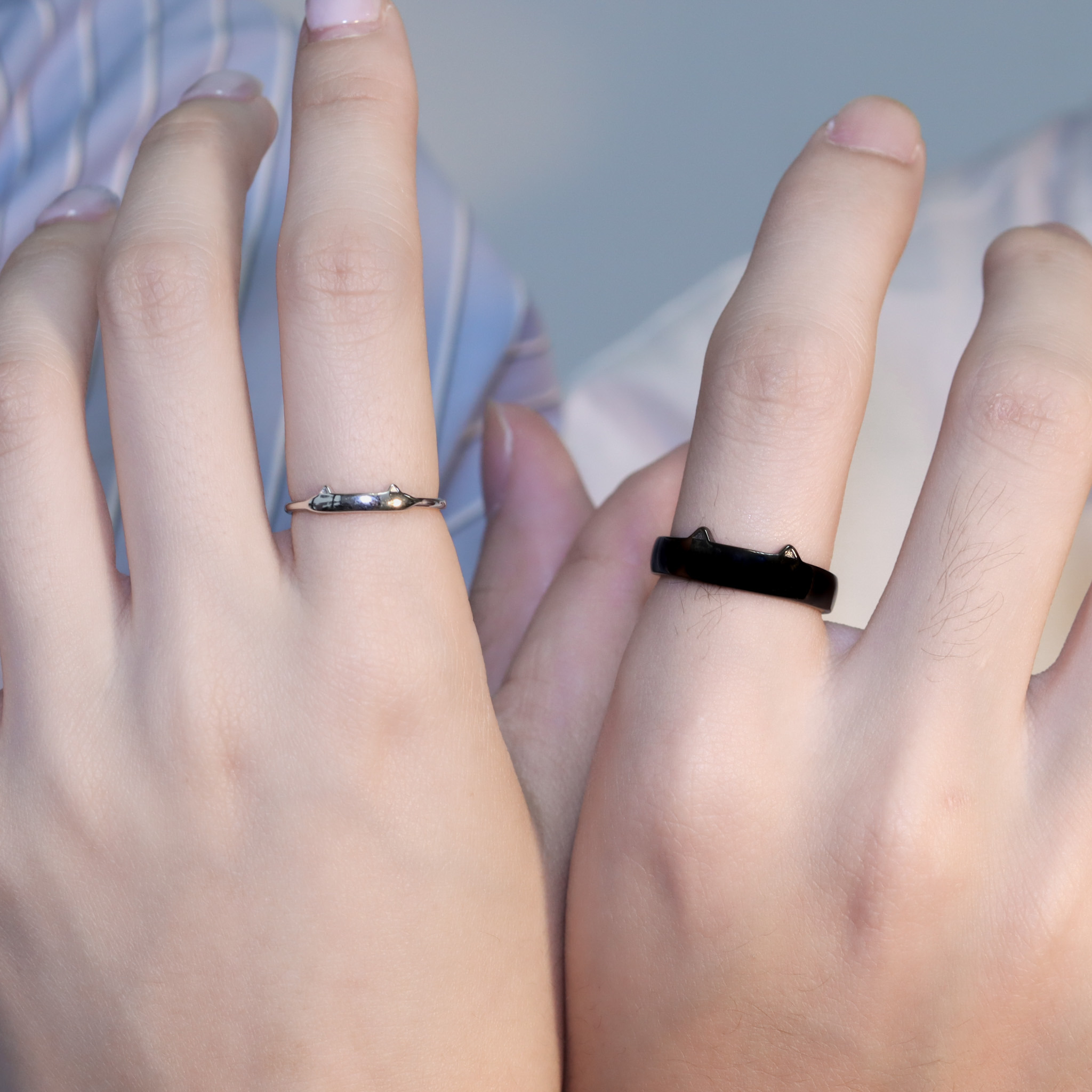 | 925銀・白金 | 貓咪系情侶戒指（可刻字）  | RI0738 |