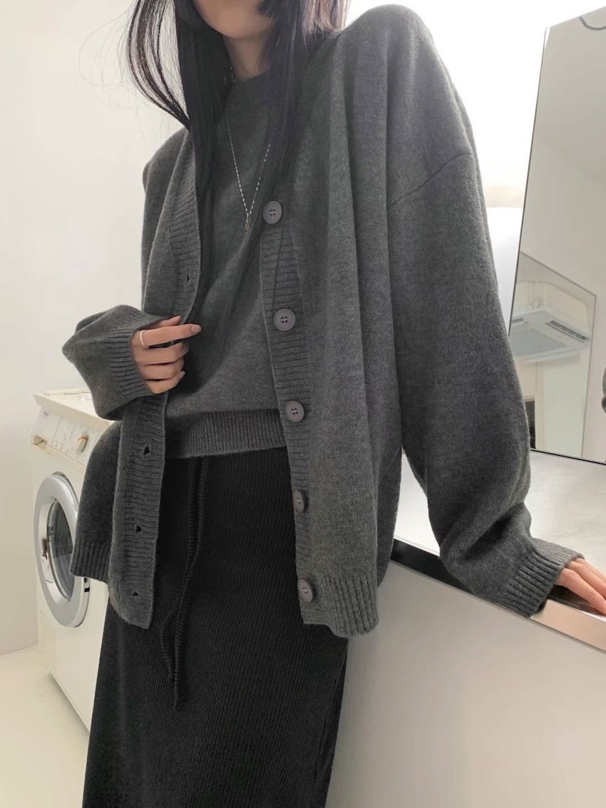 dense loose knitted vest/jacket two-piece combo