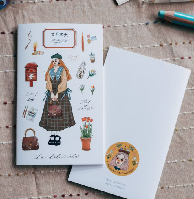 貝蕾帽女子 線裝筆記本 空白內頁｜甜蜜生活 LA DOLCE VITA 台灣