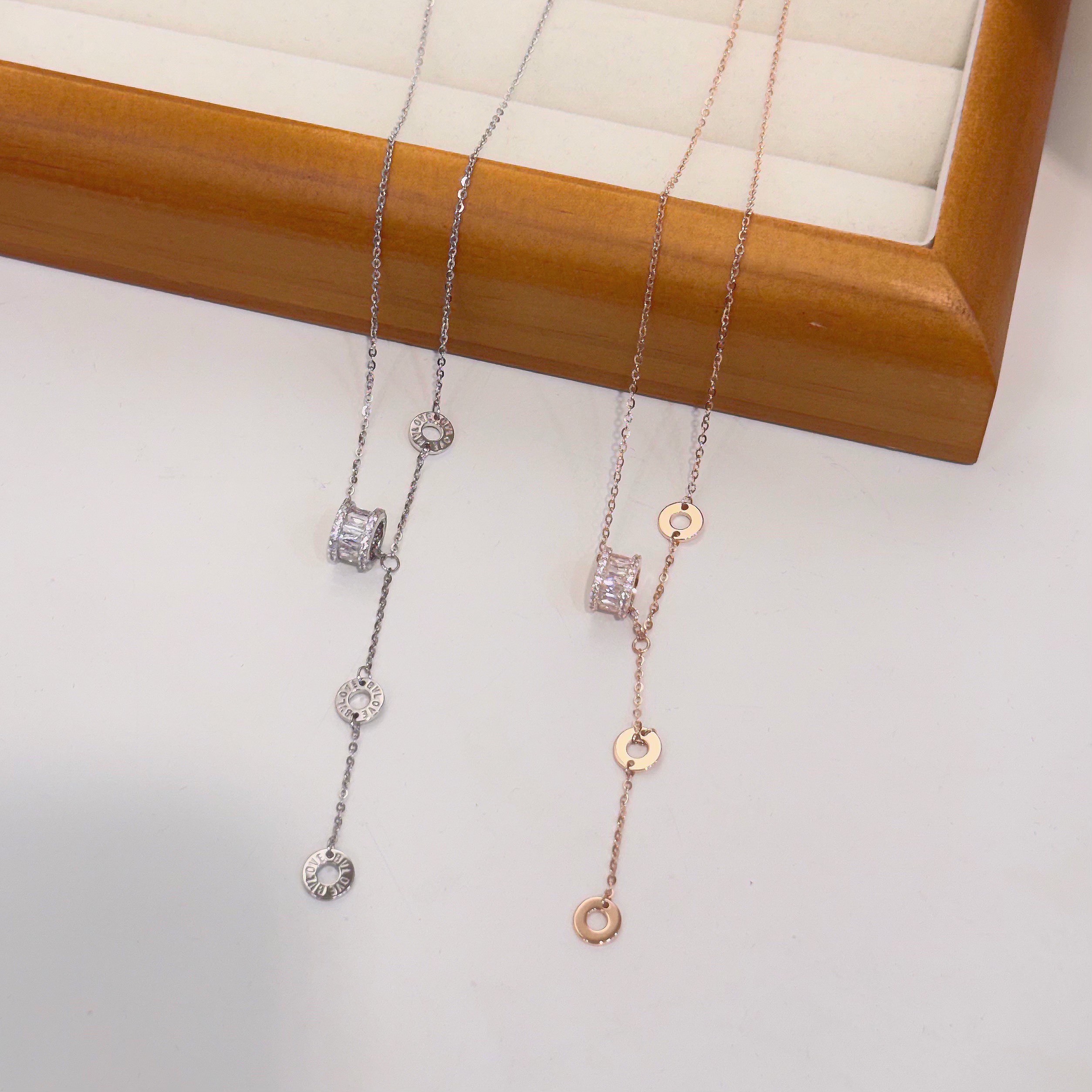 Y35【輕奢】鋯石圓環純銀Y字鏈