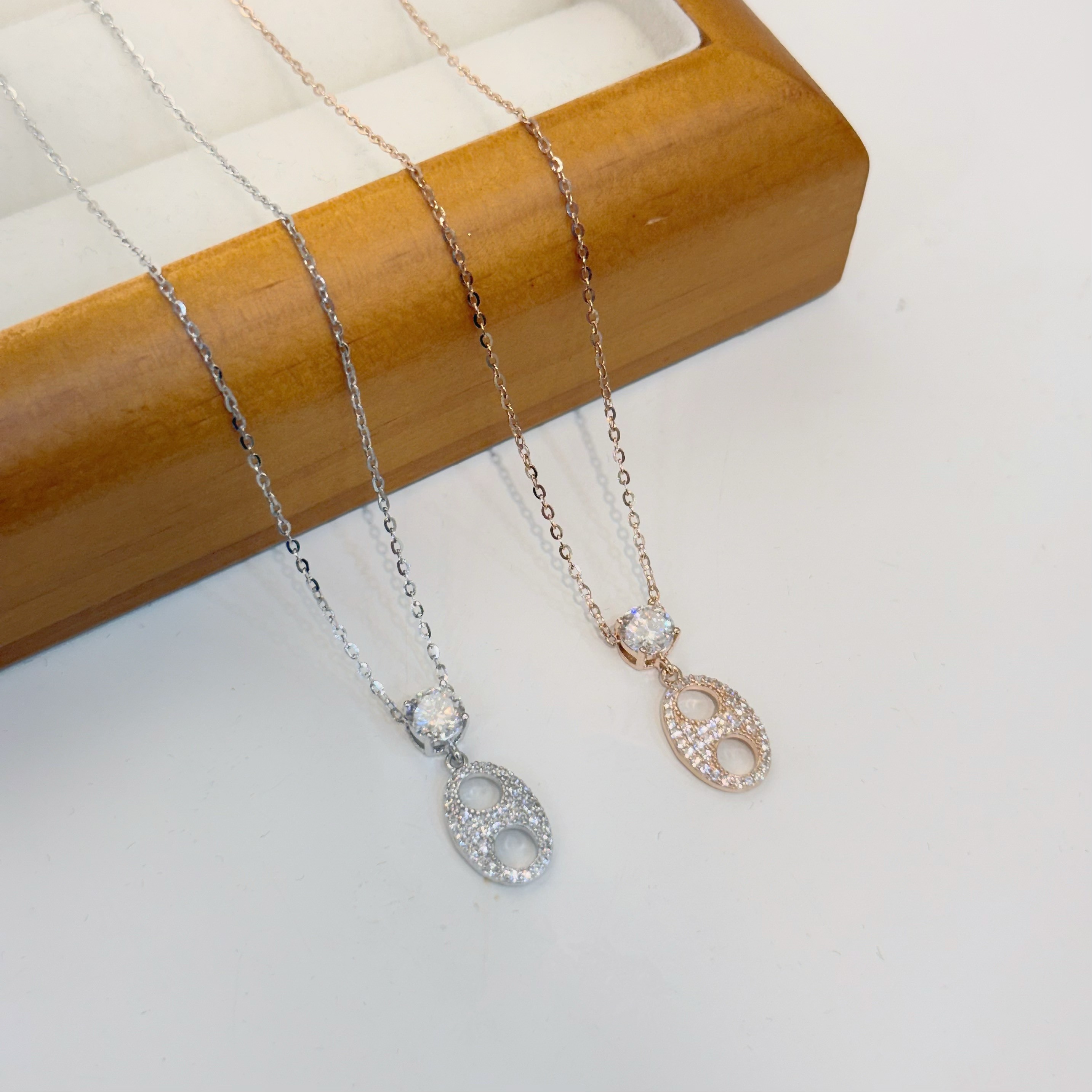 Y21【輕奢】莫桑鑽豬鼻純銀鎖骨鏈