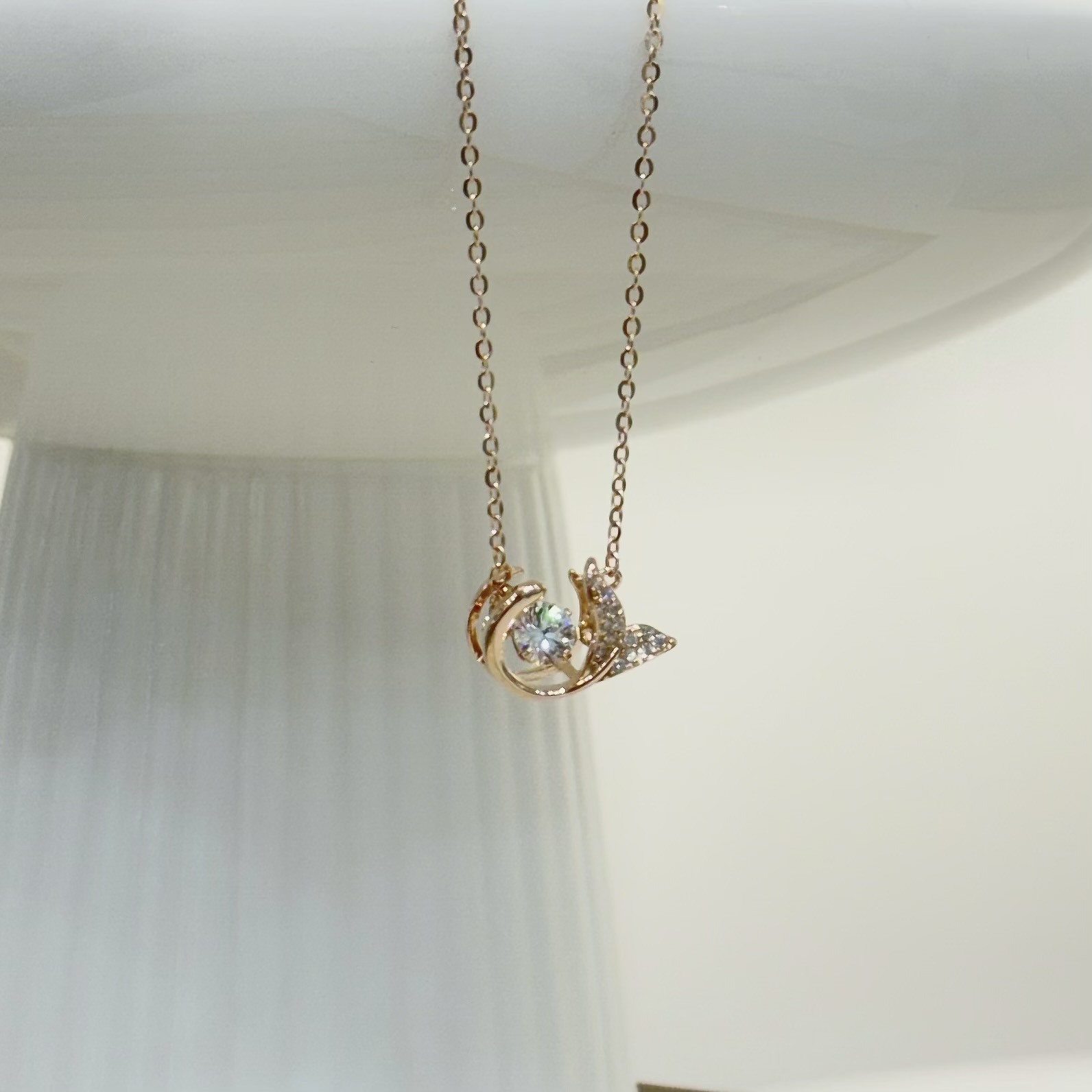 Y03【輕奢】排鑽魚尾靈動純銀鎖骨鏈