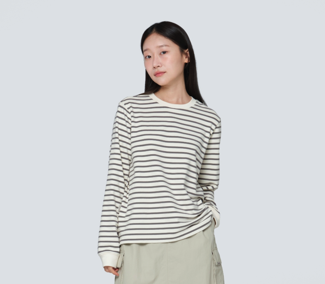 【現貨零碼折扣】snow peak Women Stripe Long Sleeve T-shirts 女款 條紋 薄長袖 S24FWFTL13